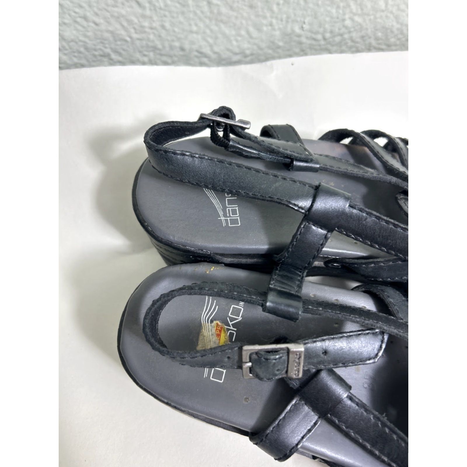 Dansko DANSKO Womens Sandal Open Toe Strappy Leather Wedge Black Size 7 US 7 EUR 37 Size US 7 / IT 37 - 5 Thumbnail