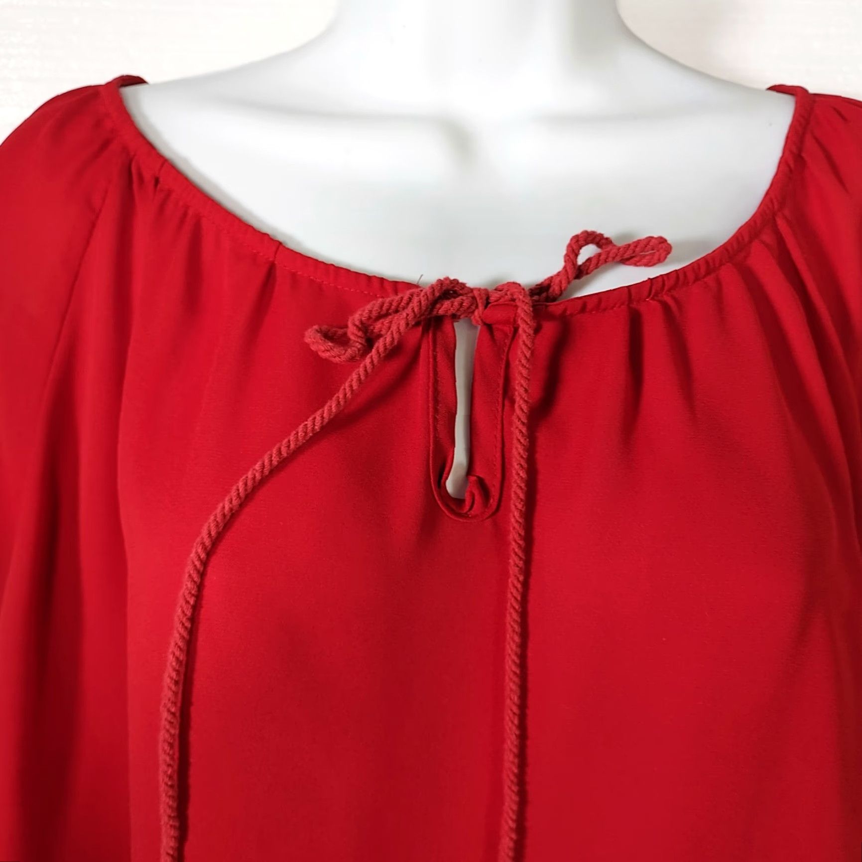 Vintage New Directions Top Womens Size XLarge Maroon Red Boho Hippie Semi Sheer Peasant Size XL / US 12-14 / IT 48-50 - 4 Thumbnail