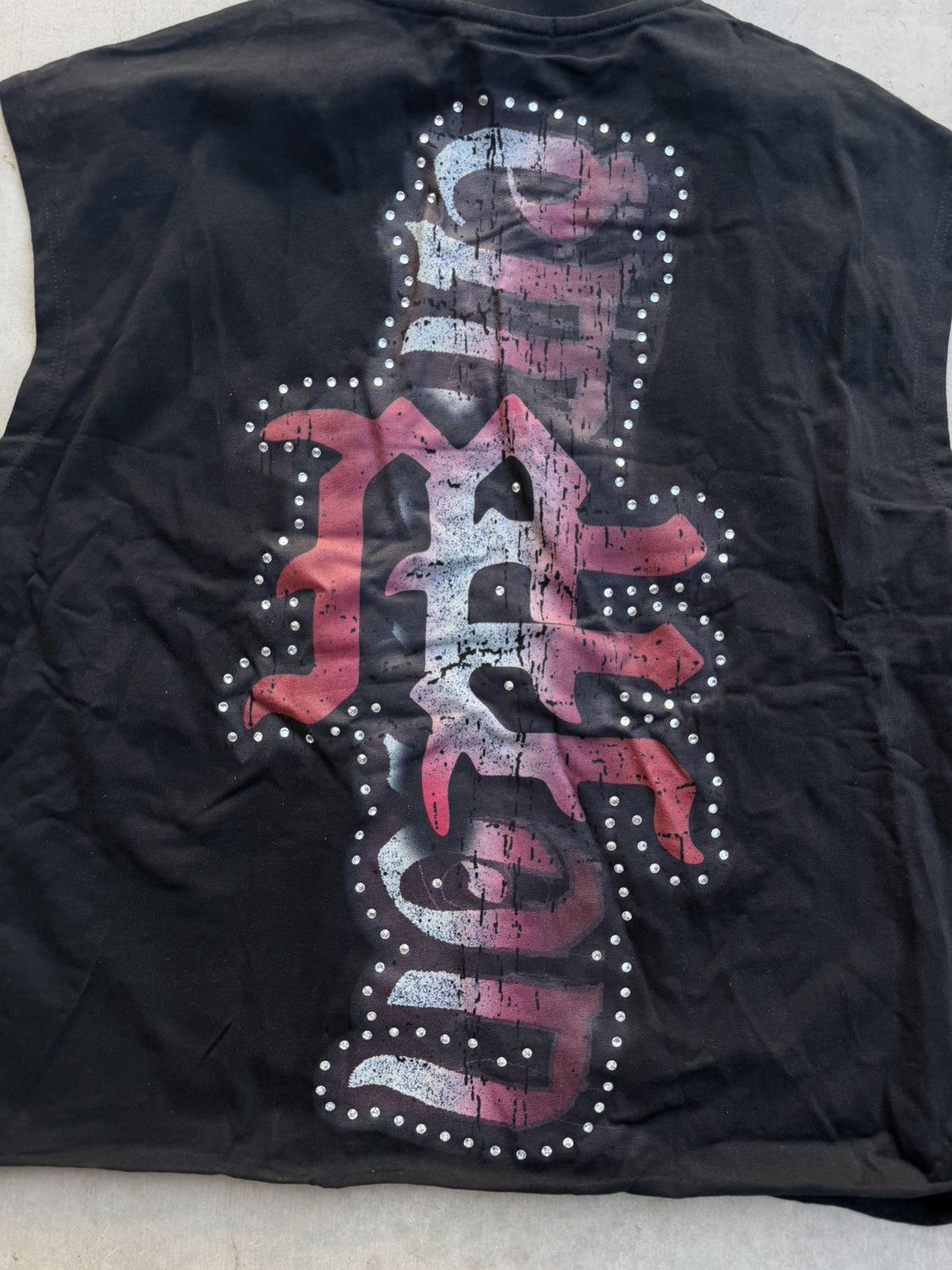 Mixed Emotions Angel Cut Off Tee Black Small New With Tags