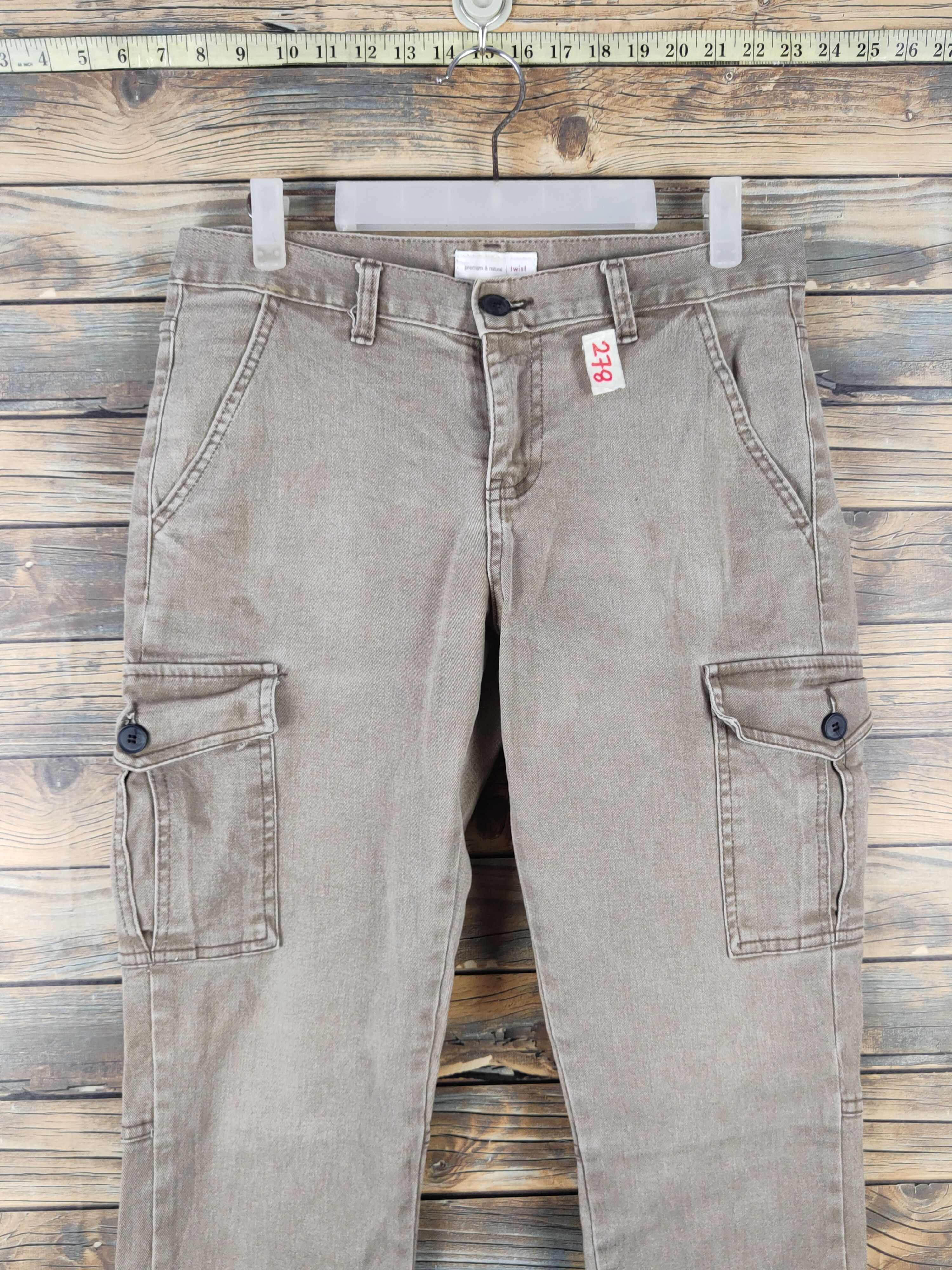 Japanese Brand DL Twist Olive Faded Multipocket Tactical Cargo Pants #278 Size 30" / US 8 / IT 44 - 2 Thumbnail
