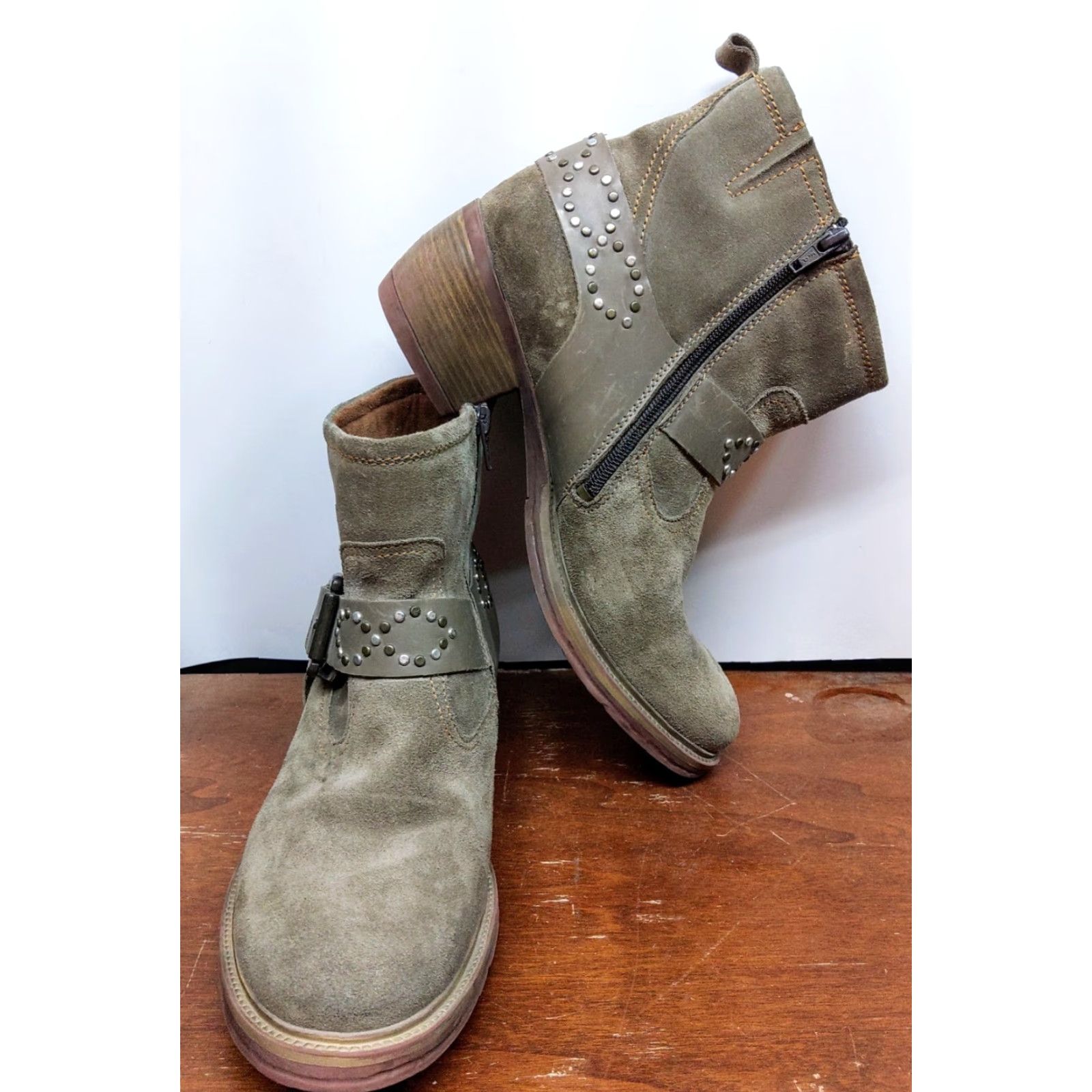 Vintage Josef Seibel Toni Boots Womens 10 Gray Brown Leather Ankle Zip Block Heel Vintage No N/A Size US 10 / IT 40 - 2 Thumbnail