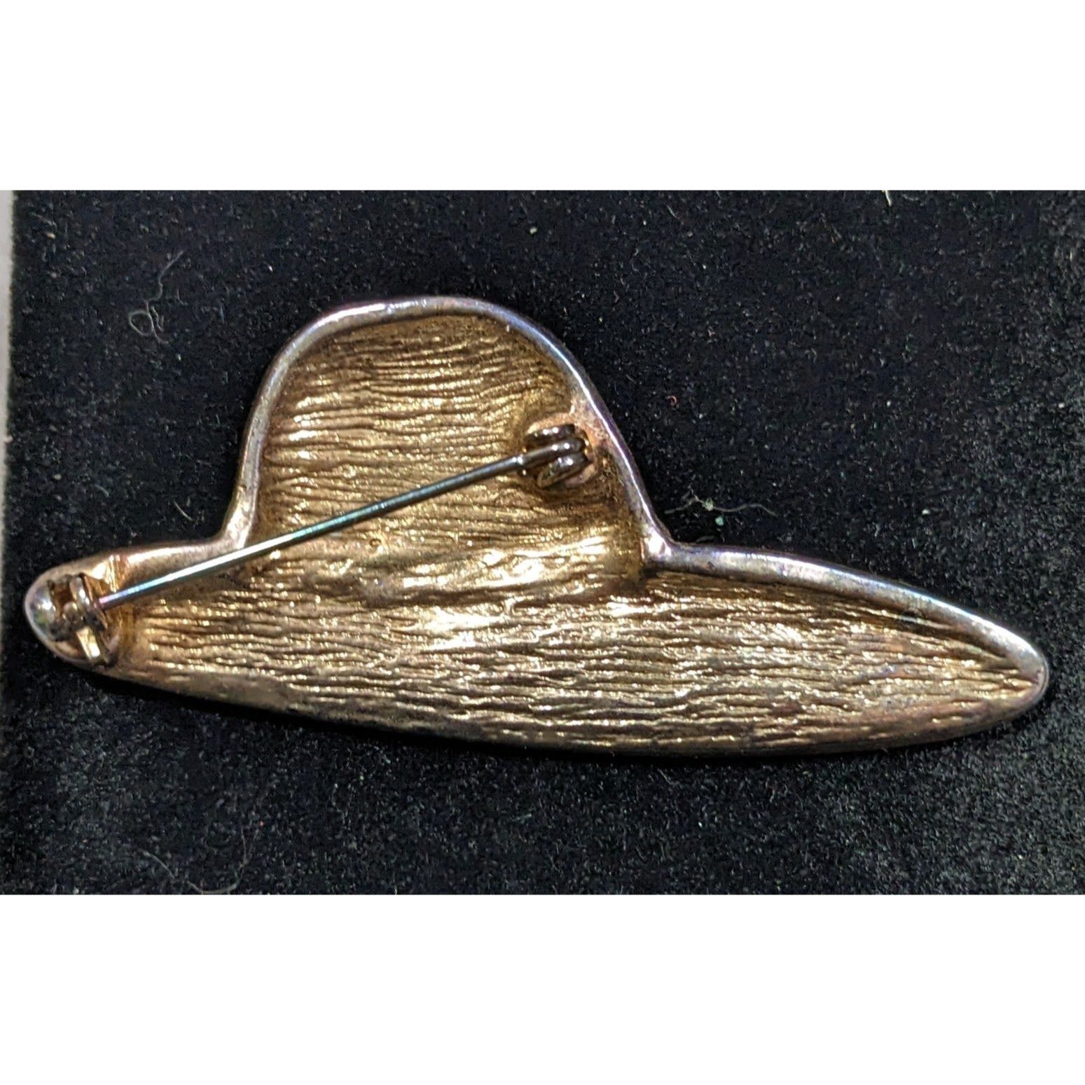 Other Vintage Hat Brooch With Grey Shimmer Enamel And Rhinestone A Size ONE SIZE - 5 Thumbnail