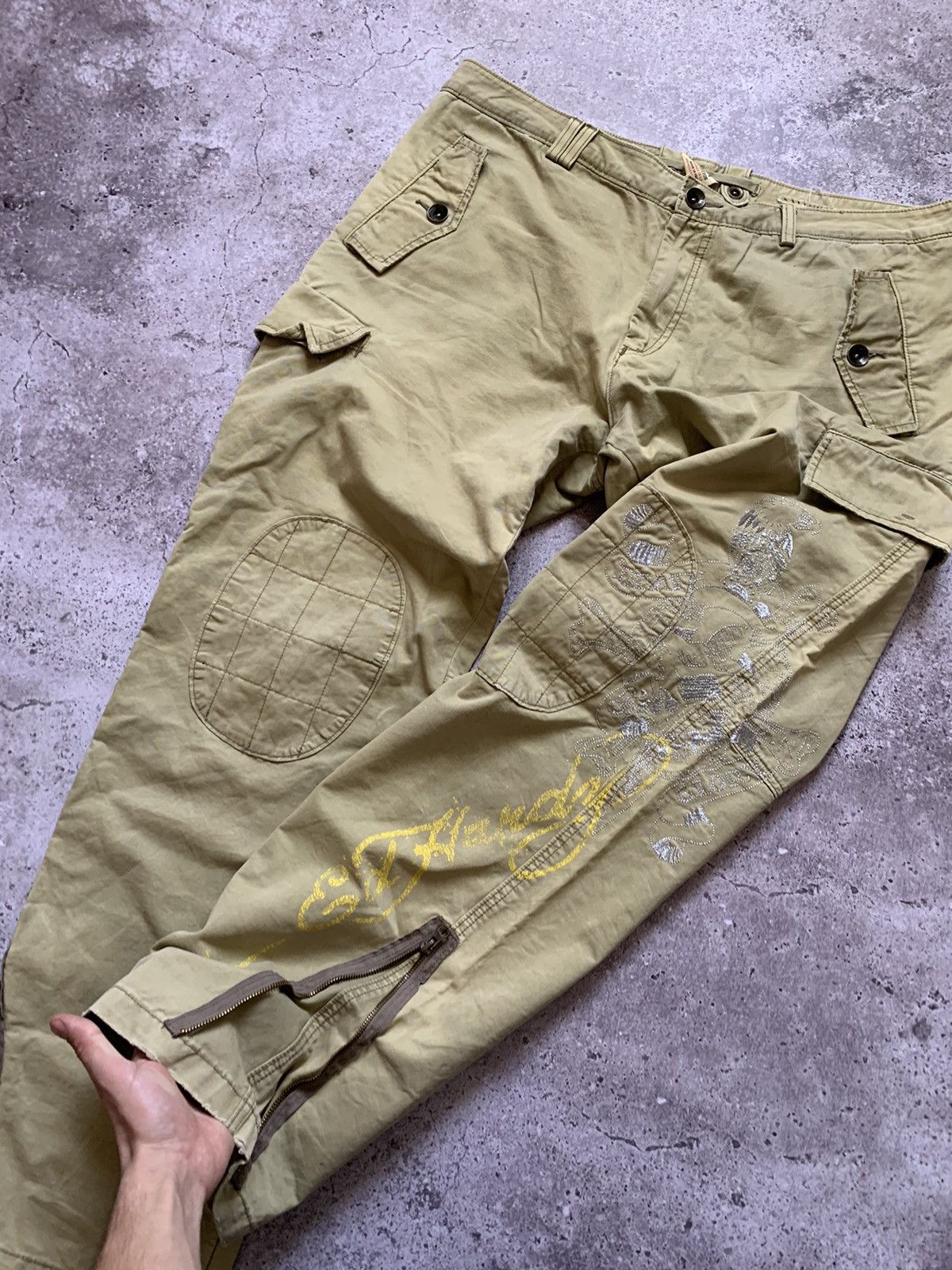 Christian Audigier Rare Ed Hardy Japanese Embroidered Parachute Cargo Pants Size US 38 / EU 54 - 4 Thumbnail