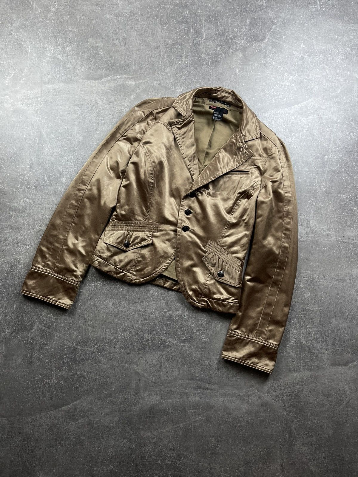 Diesel × Vintage Diesel Embroidered Satin Blazer Jacket “PAIR” Gold Size L / US 10 / IT 46 - 5 Thumbnail