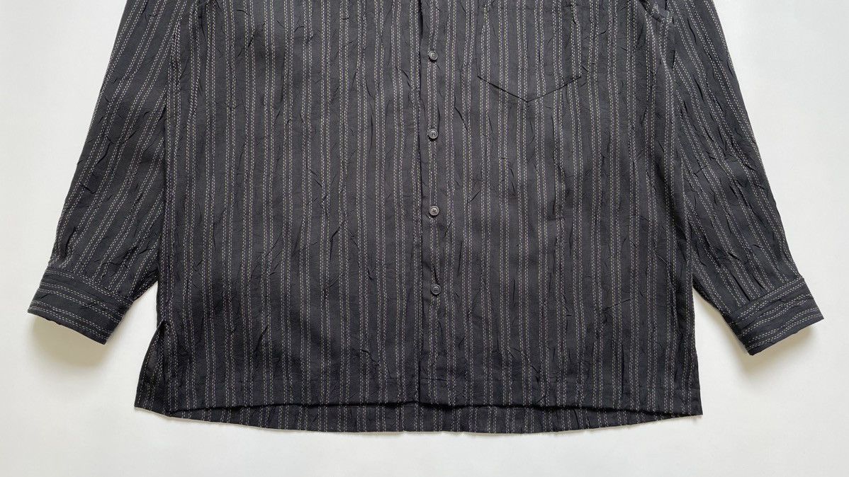 Issey Miyake Black Creased Nylon Multi Stitch Shirt Size US XL / EU 56 / 4 - 12 Thumbnail