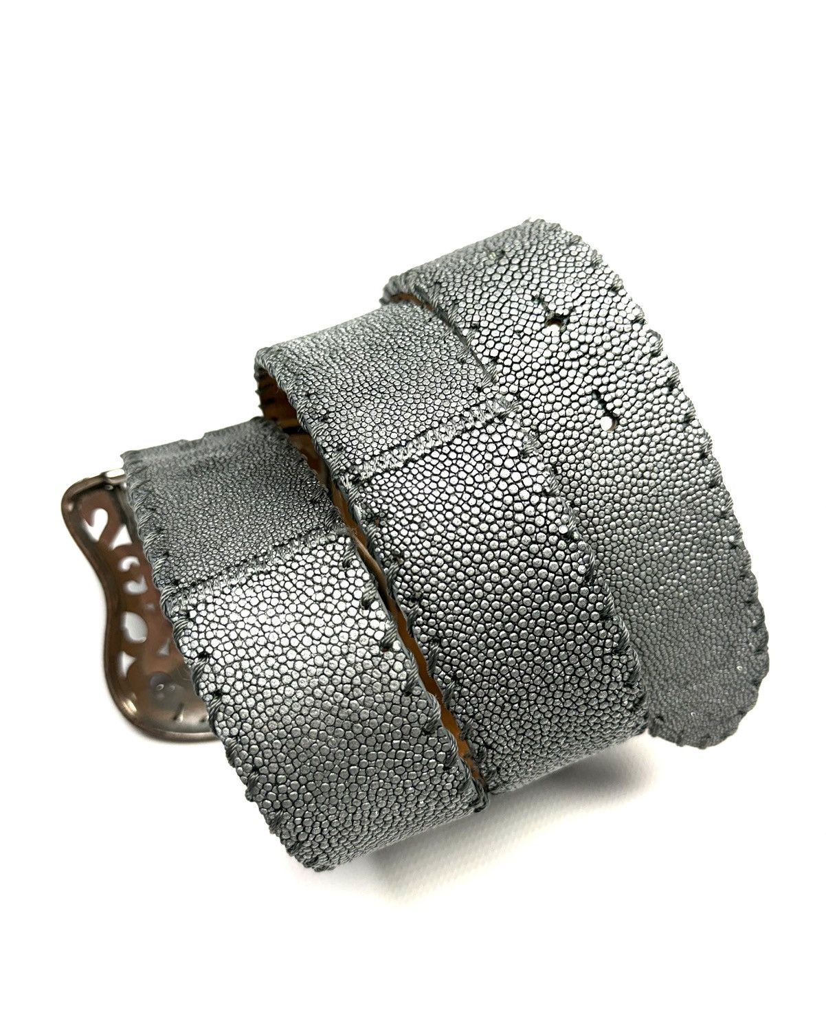Genuine Leather Y2K Reptile’s House Stingray Leather Belt Italy McBling Size 30 - 5 Thumbnail