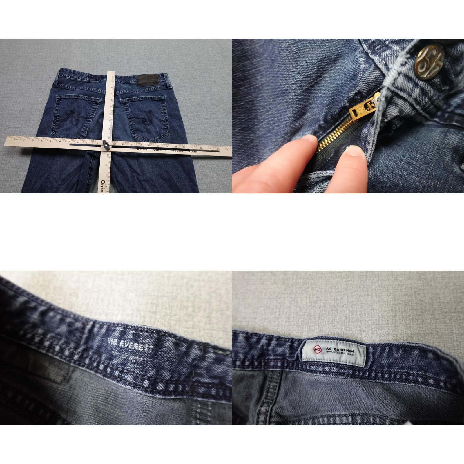 Vintage AG Adriano Goldschmied The Everett Jeans Mens 33x30 Slim Straight Blue Stretch Denim Five-Pocket Powerhouse Regular Rise Mid Vintage: No Size US 33 - 8 Thumbnail