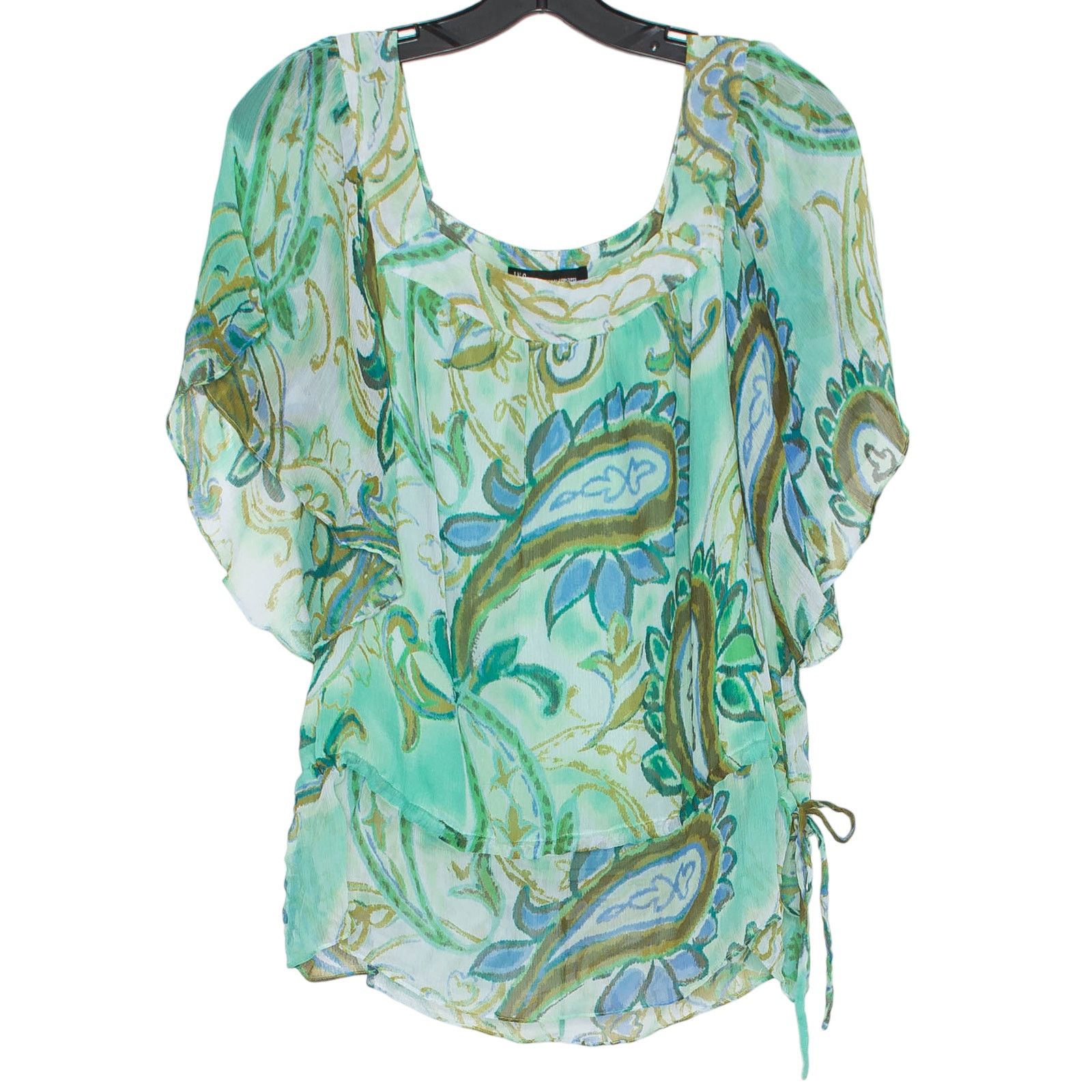 Other INC Silk Sheer Top Paisley Green 2 Boho Resort Beachy Flowy Size XS / US 0-2 / IT 36-38 - 1 Thumbnail