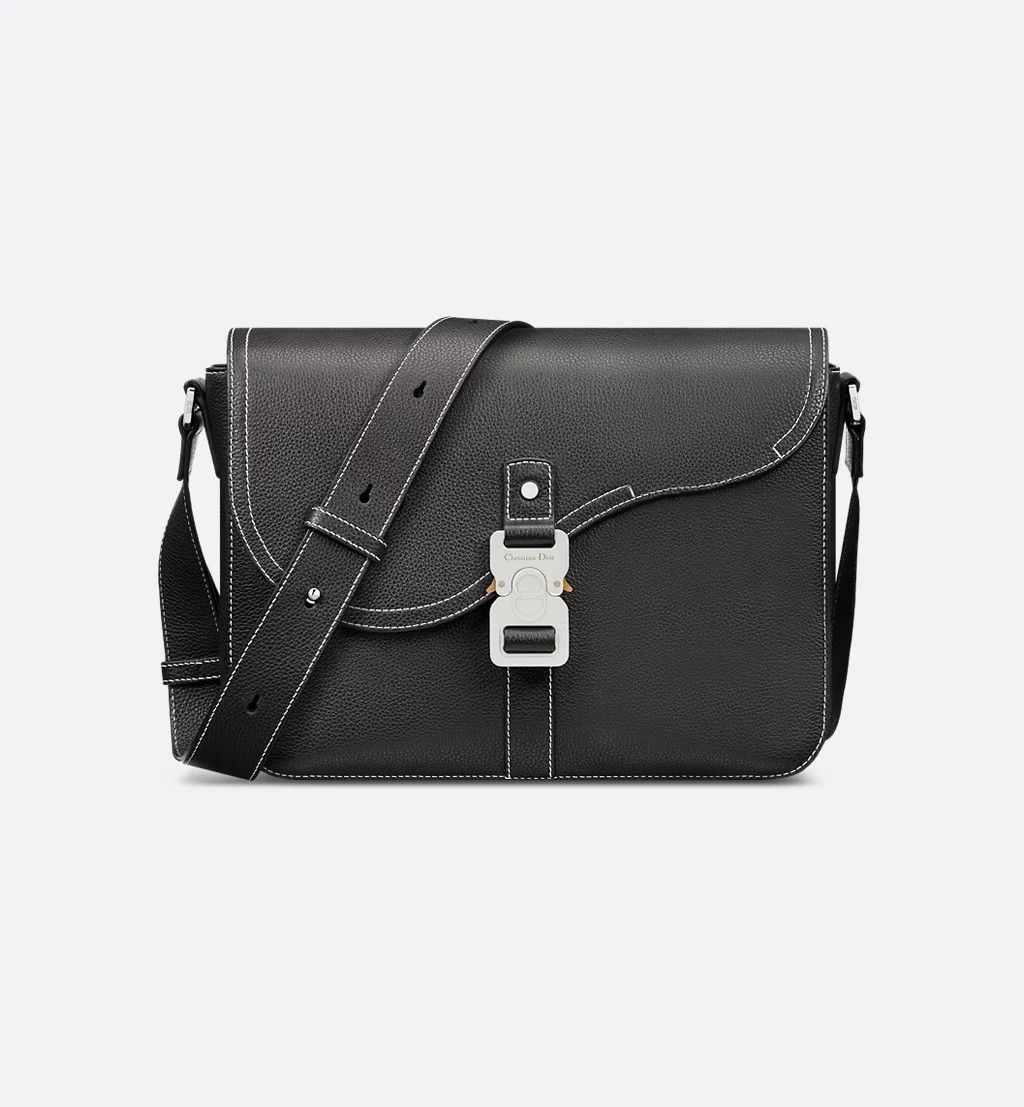Medium Saddle Messenger Bag With Flap 1Adme162Ykk_H00N in Black, Men's