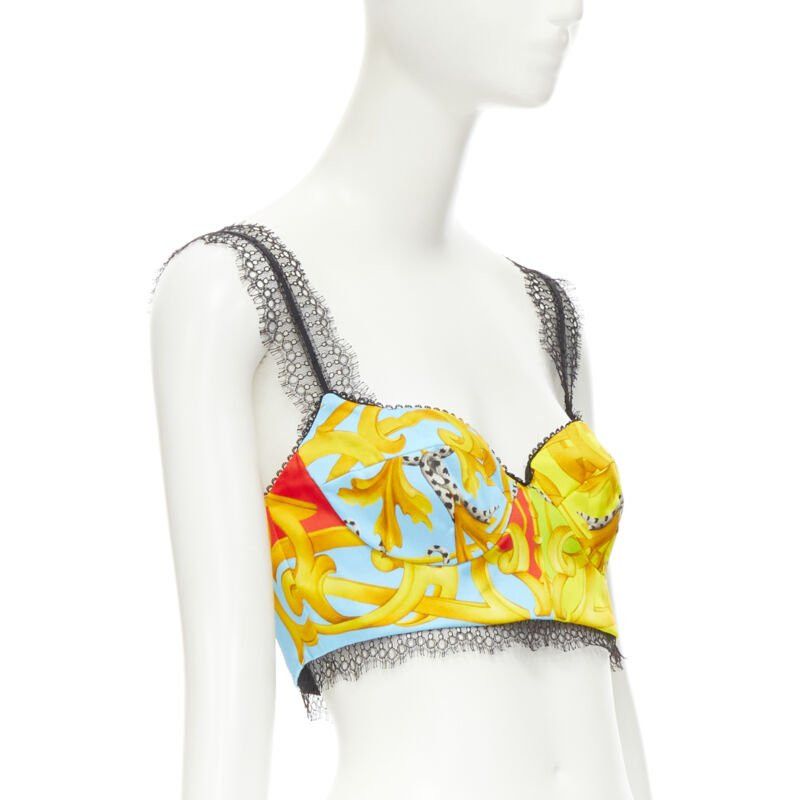 Versace new VERSACE Barocco Acanthus Pop lace boned bustier bralette crop top XS IT38 Size XS / US 0-2 / IT 36-38 - 1 Thumbnail