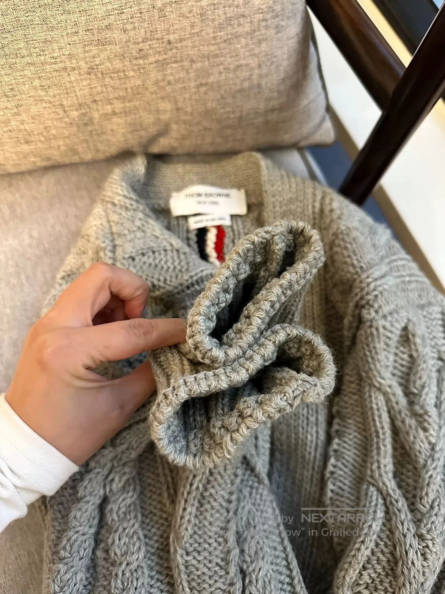 Thom Browne gray classic cable knit cardigan sweater. Size US S / EU 44-46 / 1 - 3 Thumbnail