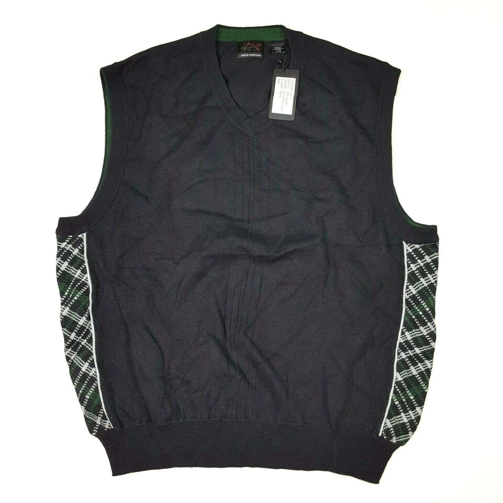 Vintage VINTAGE Greg Norman Black Plaid Knit Men's Size L Sweater Vest Golf Sports Pullover Knit Crew Neck Long Sleeve Casual 90s Retro Fall Winter NWT Size US L / EU 52-54 / 3 - 2 Thumbnail