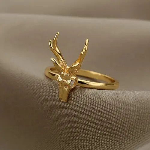 Jewelry Animal Antelope Skull Ring Size ONE SIZE - 4 Thumbnail