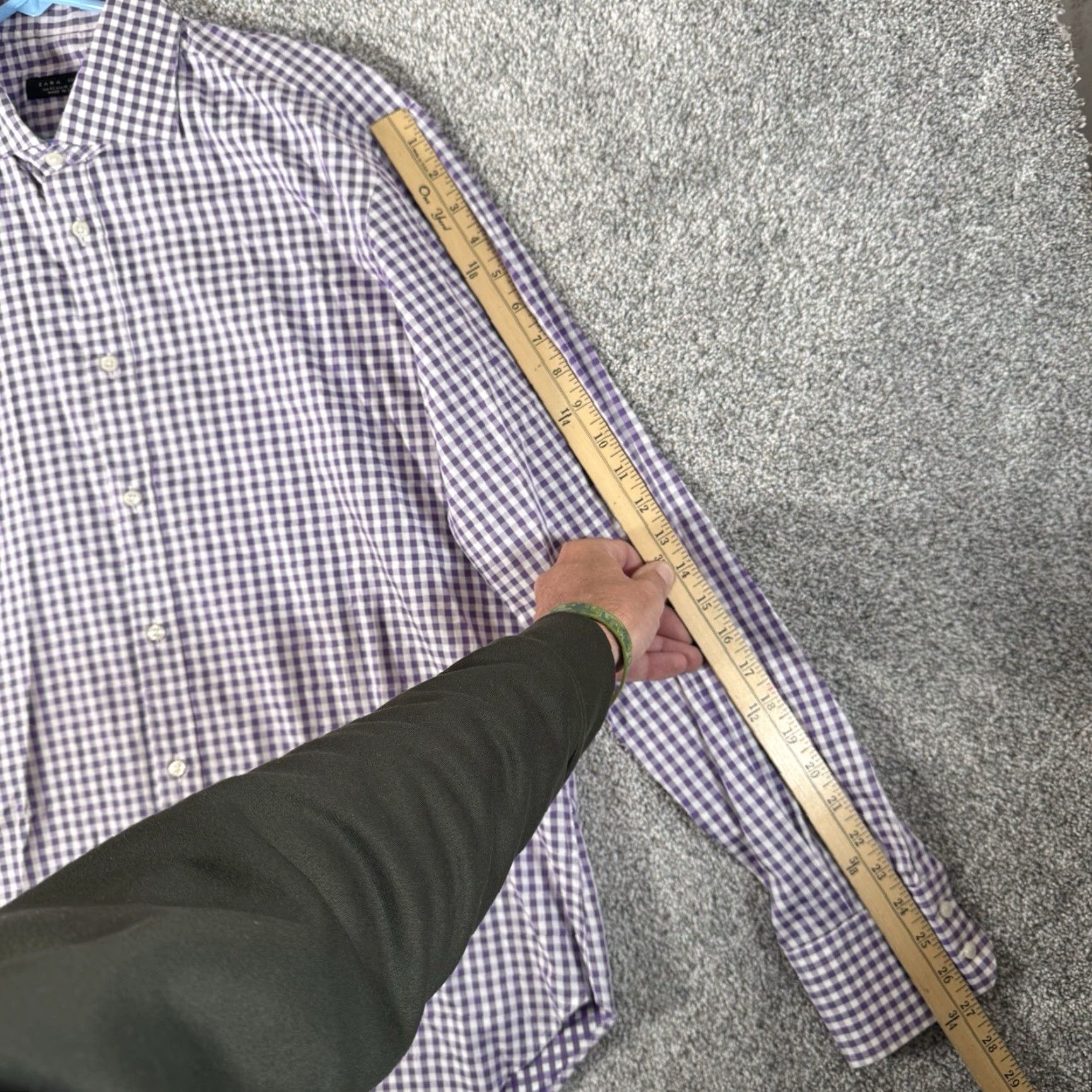 Zara Zara Man Button Up Dress Shirt L Purple Gingham Check Cotton Button-Up Preppy Classic Business Casual Mens Regular 16 Neck Size 16 Size US L / EU 52-54 / 3 - 4 Thumbnail