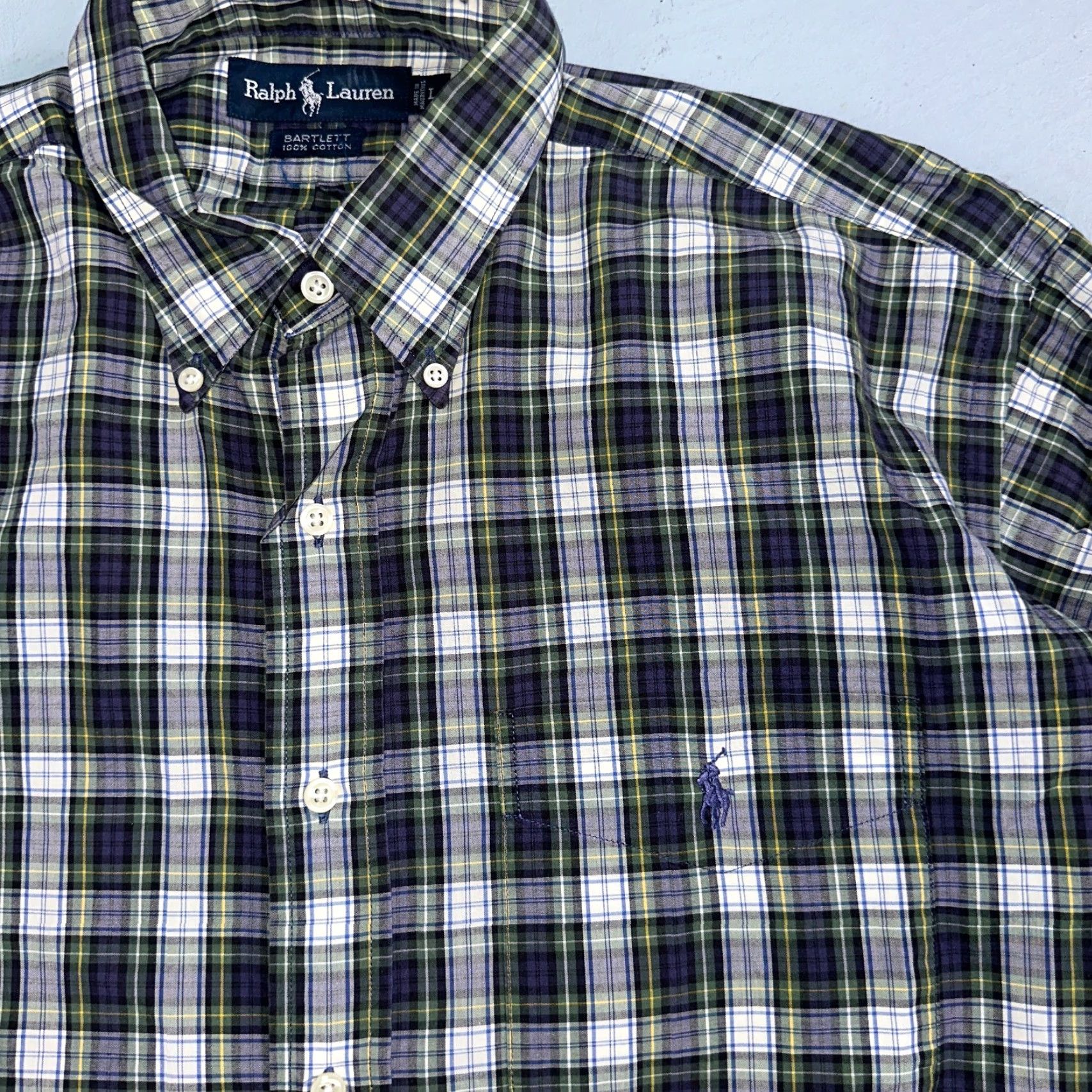 Polo Ralph Lauren VINTAGE Polo Ralph Lauren Shirt Mens L Green Button Up Bartlett Long Sleeve Blue VTG Size US L / EU 52-54 / 3 - 2 Thumbnail