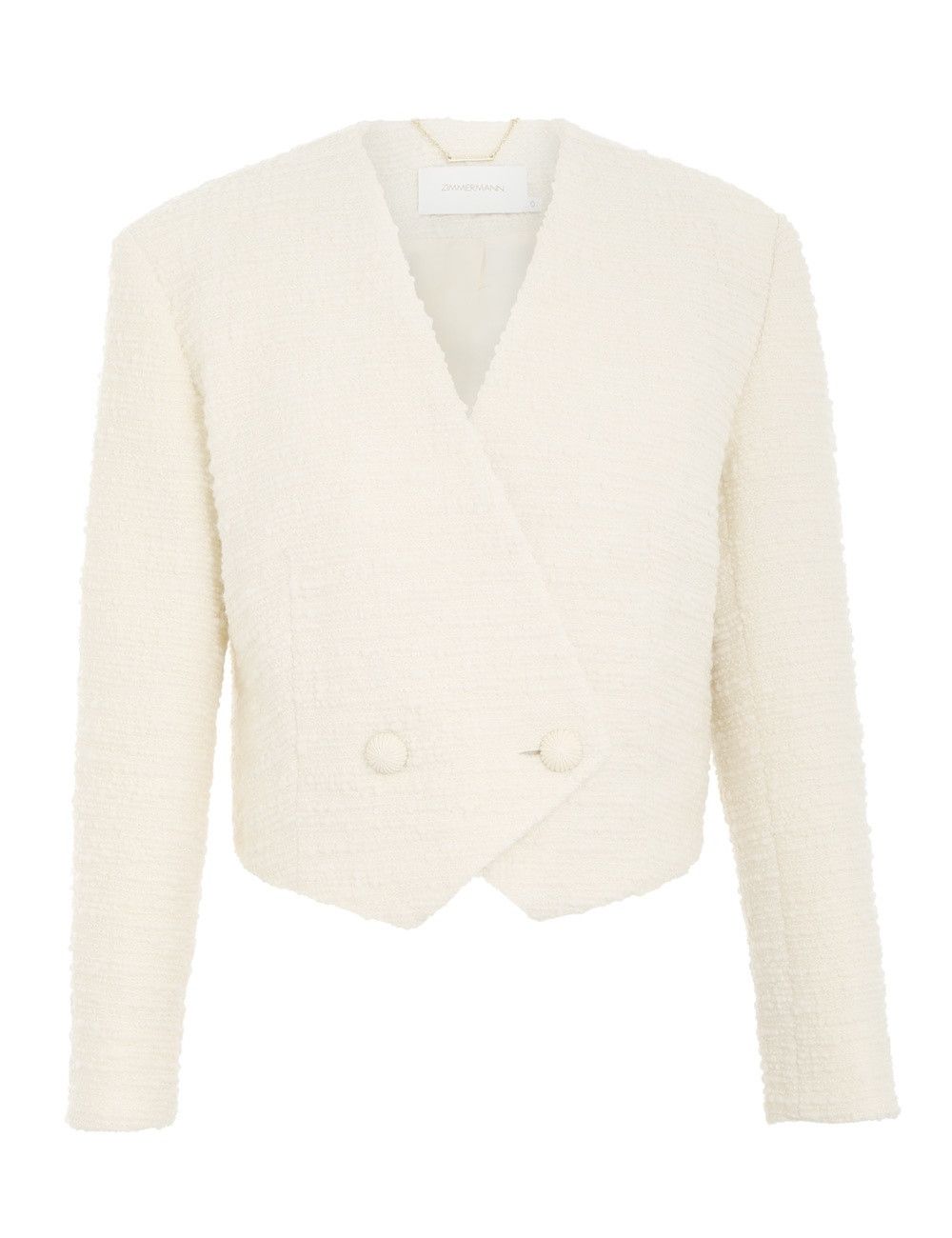 Zimmermann oc11z0225 Luminosity Cropped Blazer in Ivory Size L / US 10 / IT 46 - 1 Thumbnail