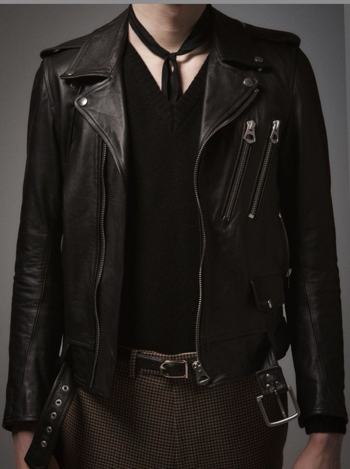 Blk Dnm Leather jacket 15. Biker jacket. Size 48 medium Size US M / EU 48-50 / 2 - 1 Thumbnail