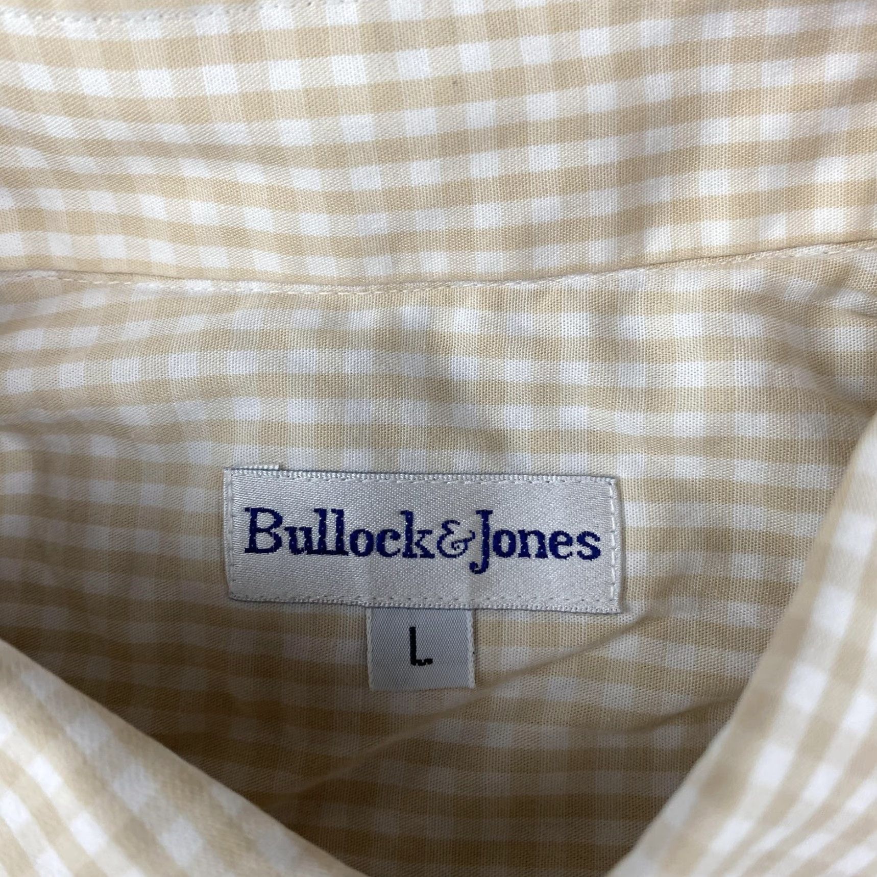 Vintage VINTAGE Bullock & Jones Shirt Mens Large Beige Gingham Check Button Down Long Sleeve USA Size US L / EU 52-54 / 3 - 7 Thumbnail