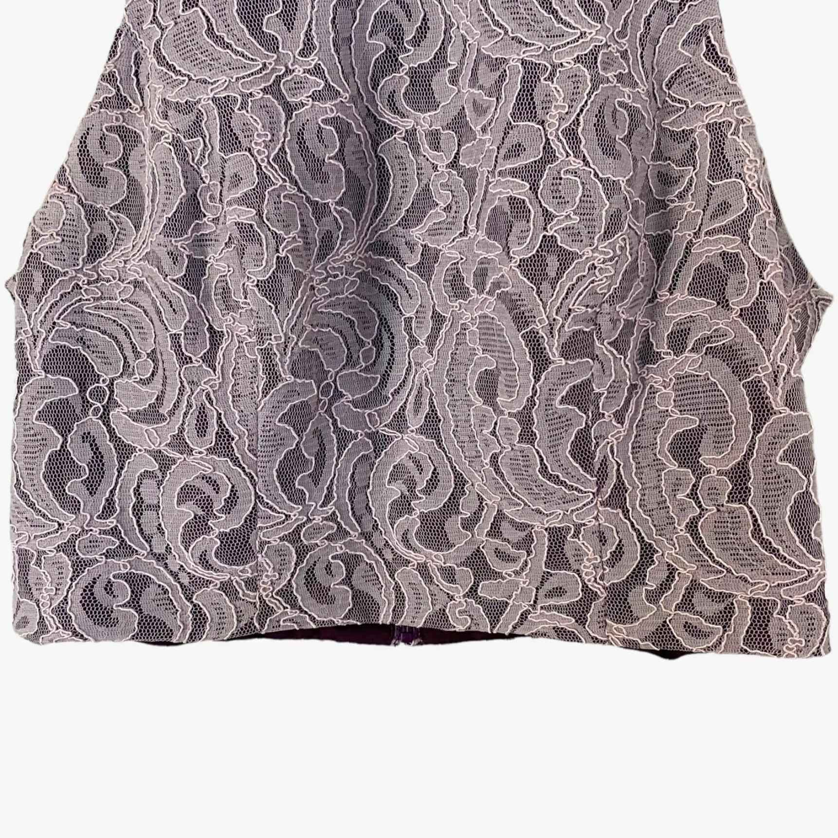 Vintage VINTAGE The Dessy Collection Purple Floral Lace High-Neck Crop Top Sleeveless Women's 8 Size M / US 6-8 / IT 42-44 - 6 Thumbnail