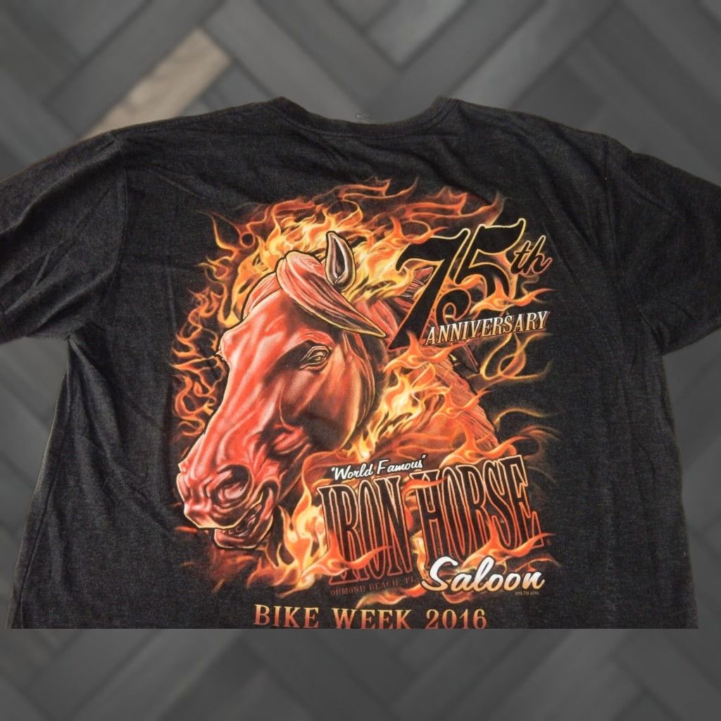Next Level VINTAGE Iron Horse Saloon Men's T Shirt 2XL Short Sleeve Graphic Print Gray 2016 Ormond Beach Size US XXL / EU 58 / 5 - 1 Thumbnail