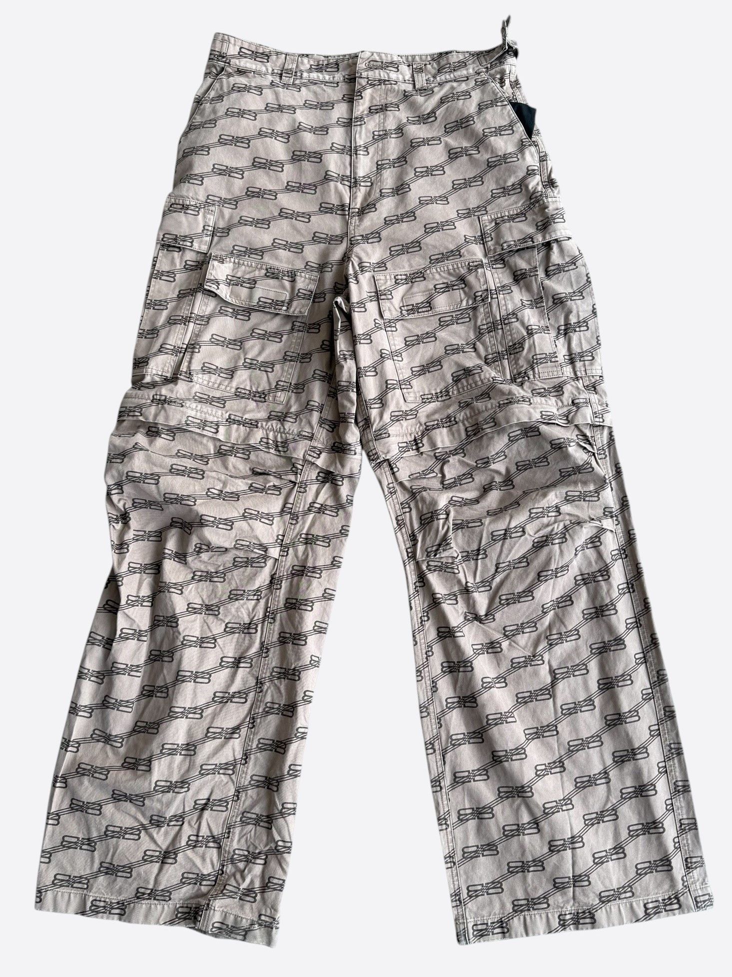 Balenciaga Balenciaga Beige BB Monogram Convertible Cargo Pants Size US 32 / EU 48 - 1 Thumbnail