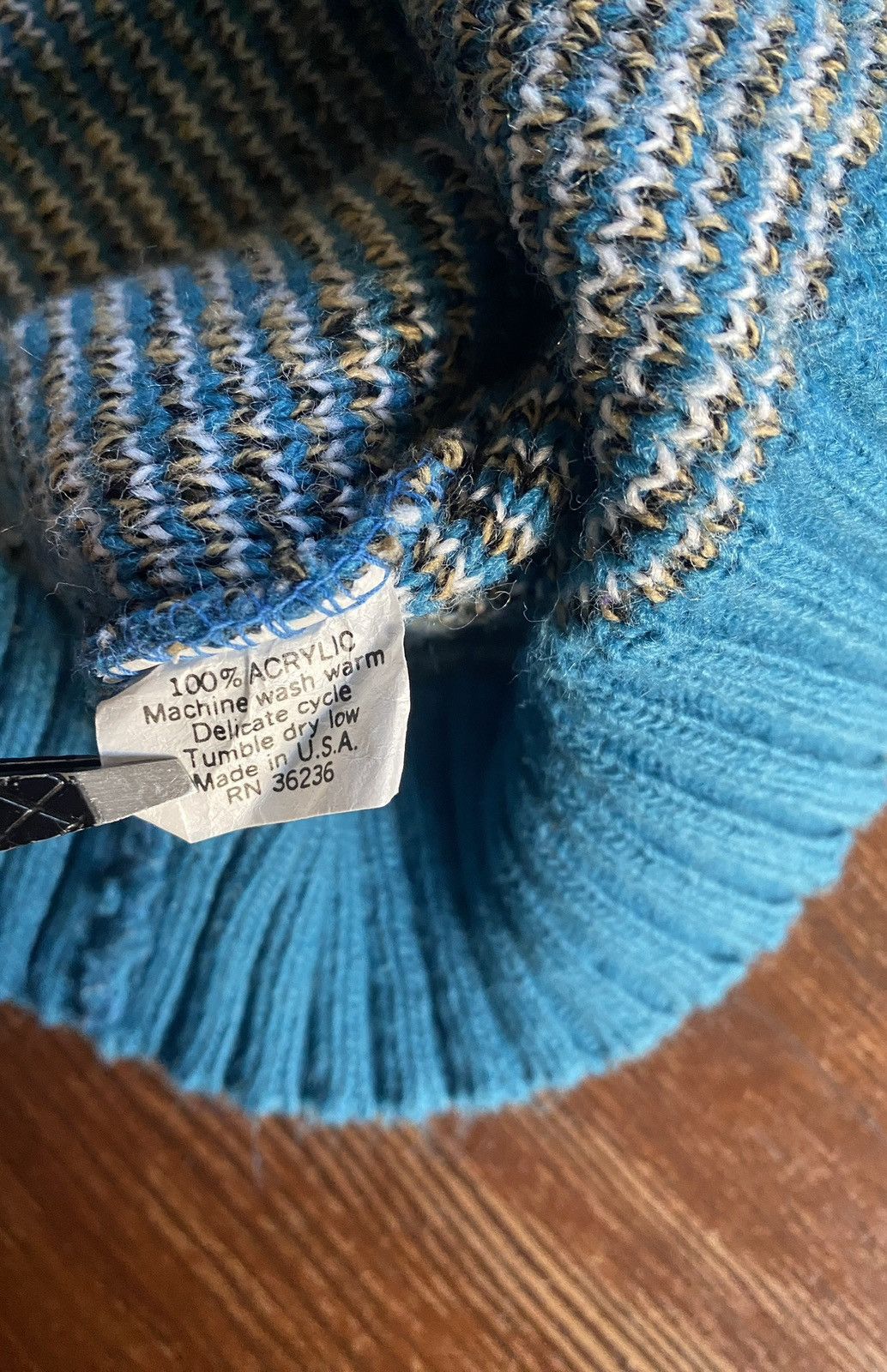 Vintage Vintage 80’s Poplar Knit Blue Diamond Pattern Knit Sweater Size US L / EU 52-54 / 3 - 5 Thumbnail