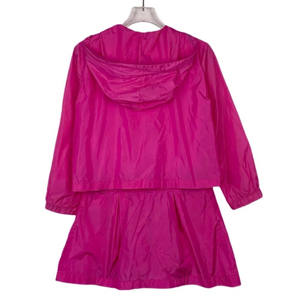 Miu Miu [MiuMiu] Logo-Lettered Lace Placket Hooded Trench Coat Pink Size XS / US 0-2 / IT 36-38 - 6 Thumbnail