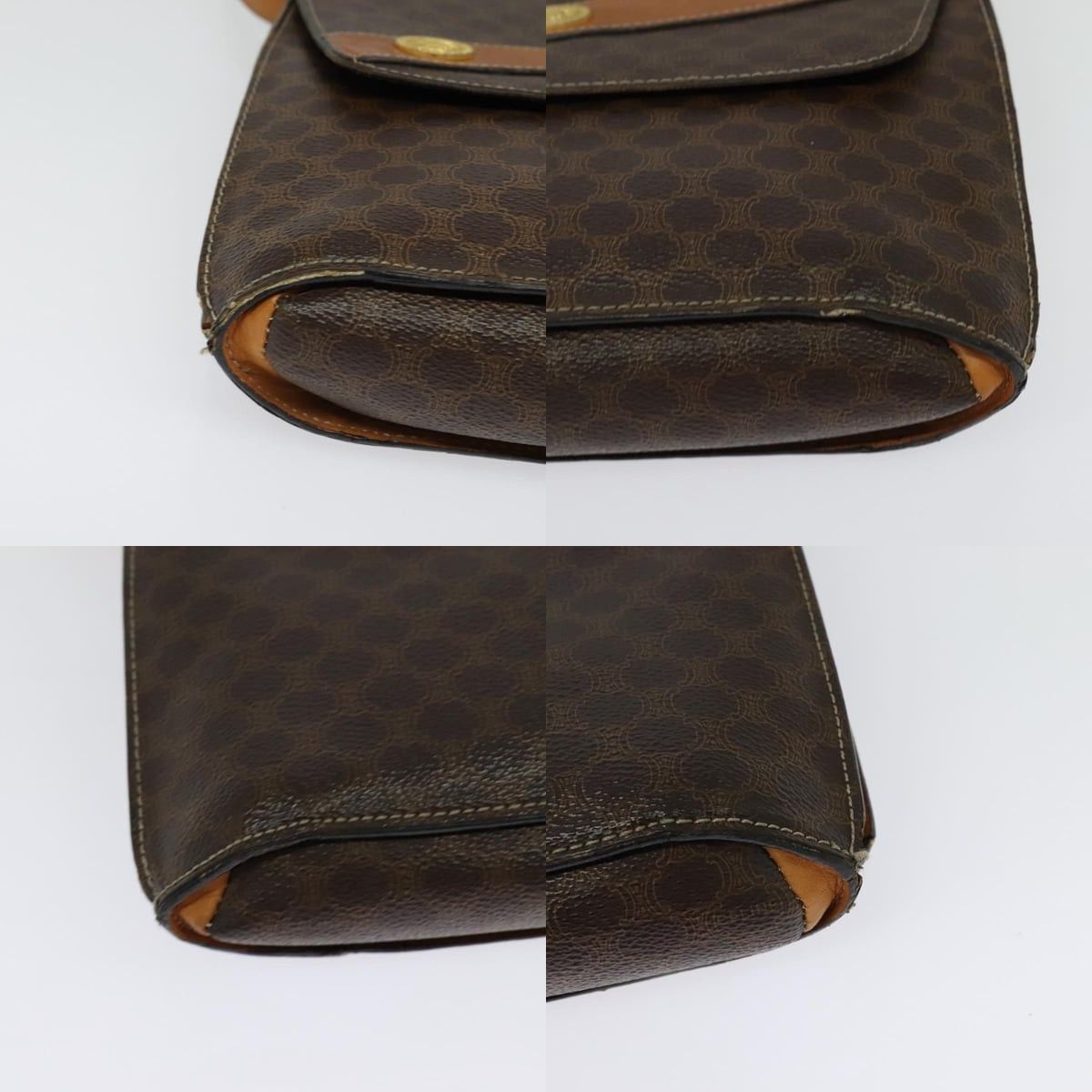 Celine CELINE Macadam Canvas Shoulder Bag Pvc Leather Brown Gold Size ONE SIZE - 10 Thumbnail