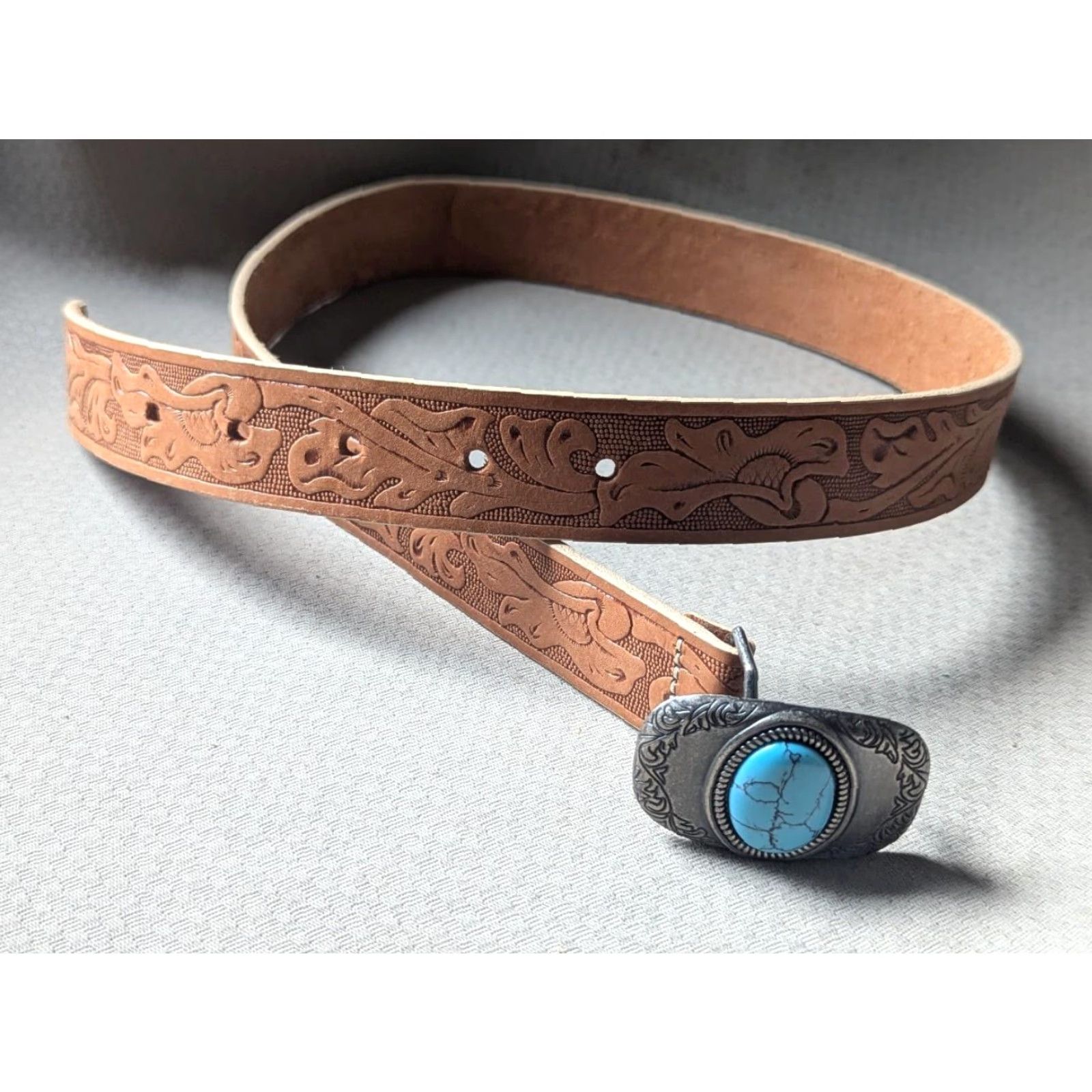 Gap VINTAGE GAP leather belt Western belt 26 brown Unisex Adults 26 Alligator Print 1990s Mens Size 26 - 5 Thumbnail