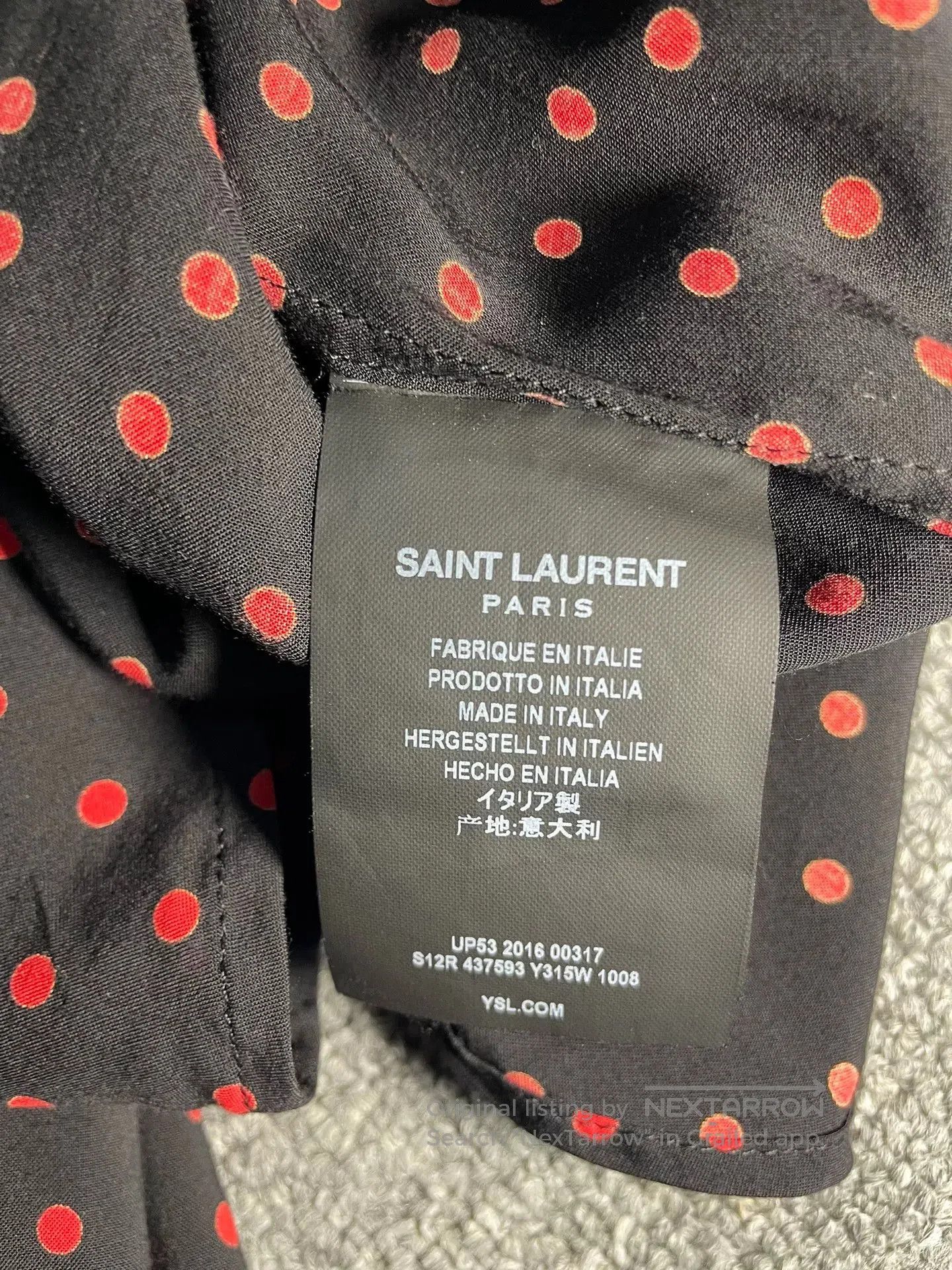 Saint Laurent Paris Saint Laurent Black Red Polka Dot Bow Shirt. Size XS / US 0-2 / IT 36-38 - 5 Thumbnail