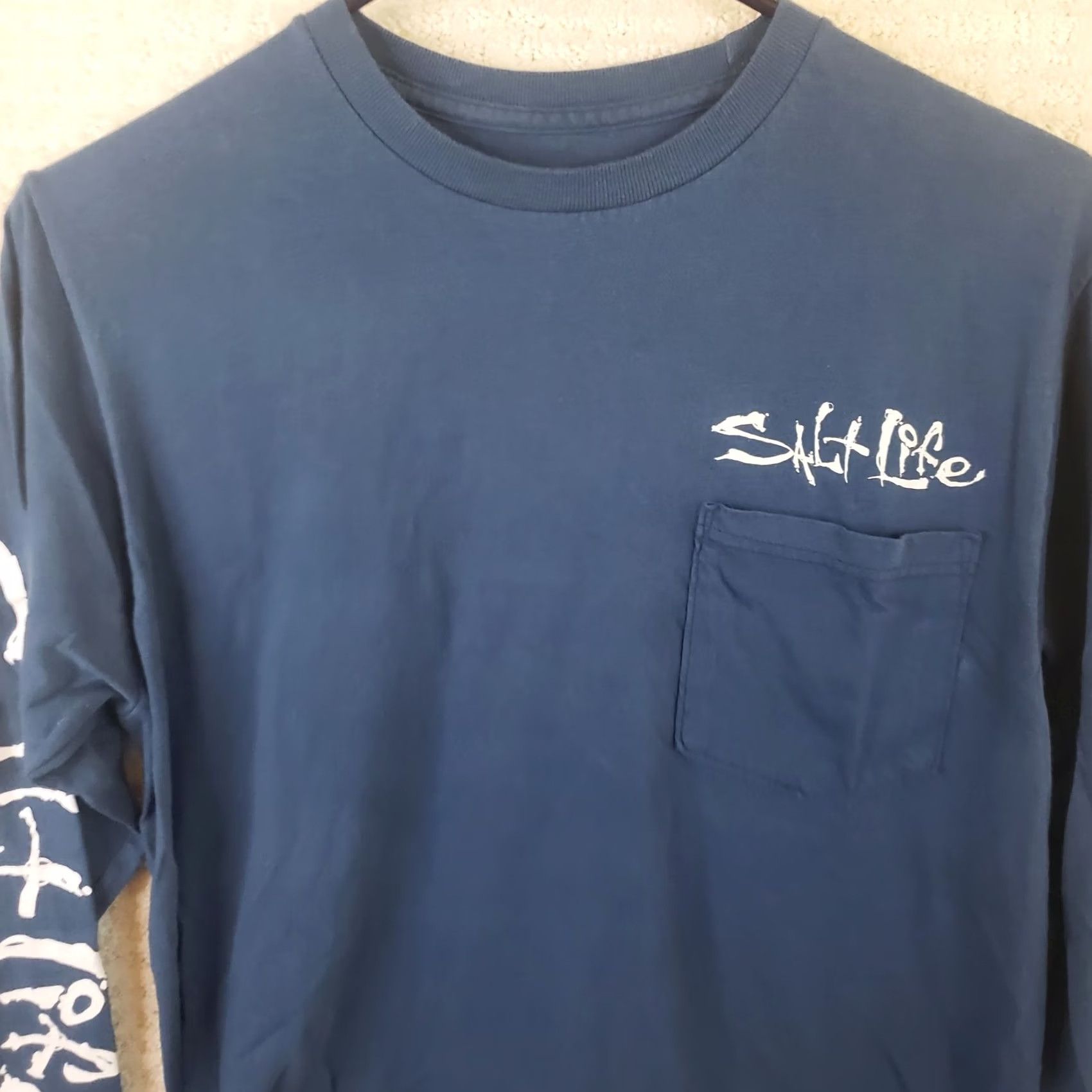 Vintage Salt Life Live Salty Men's Blue Long Sleeve Graphic Logo T-Shirt S Size US S / EU 44-46 / 1 - 3 Thumbnail
