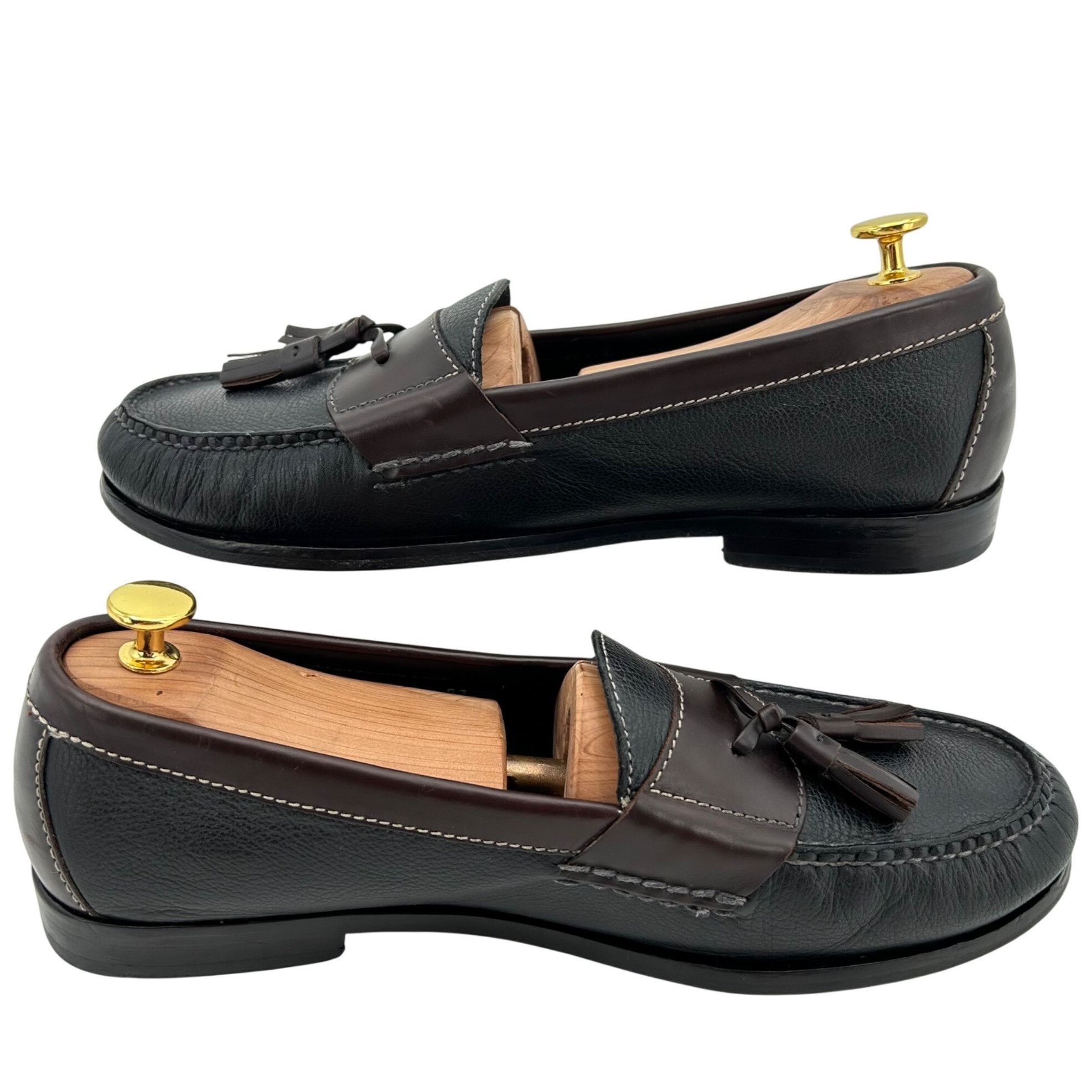 Cole Haan Cole Haan Men's 10D Black Brown Pebble Leather Pinch Tassel Size US 10 / EU 43 - 6 Thumbnail