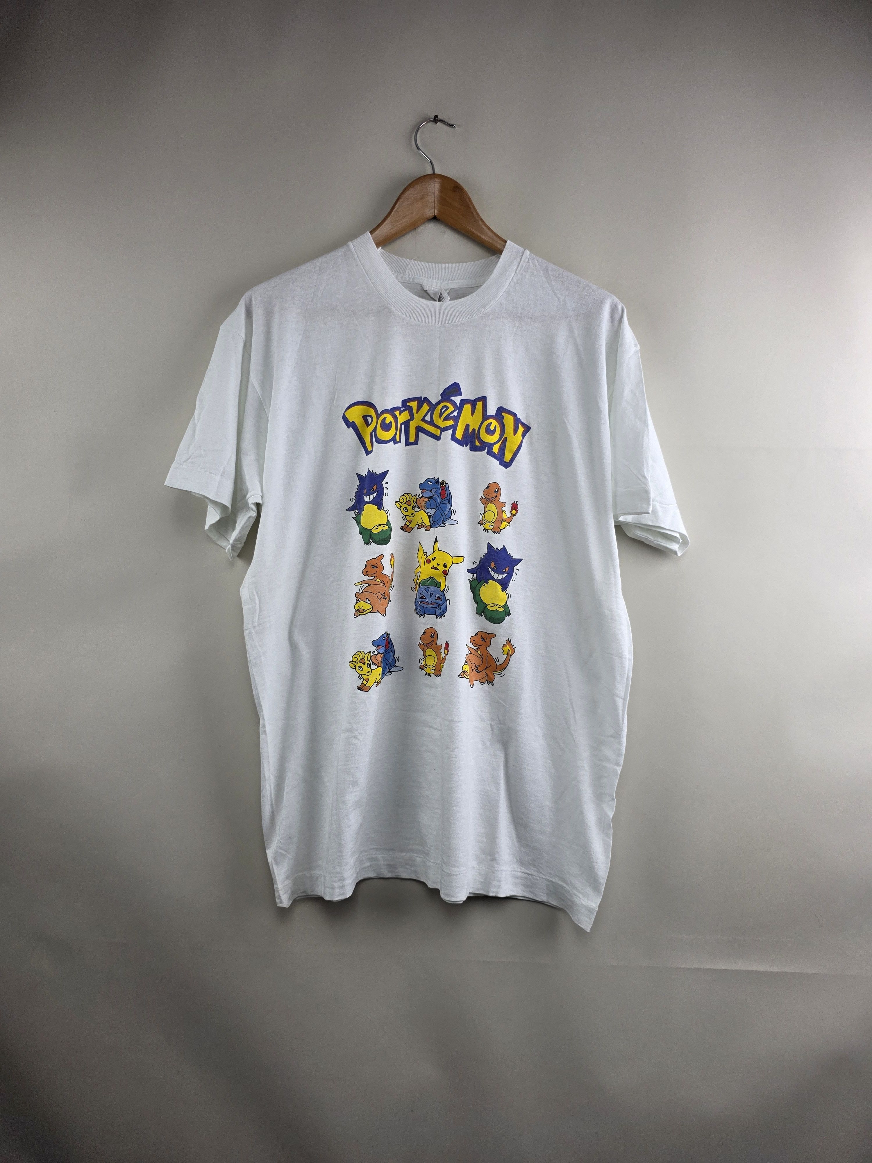 Anime 90s Pokémon Porkémon Anime Tee L 22" 28.5" Size US L / EU 52-54 / 3 - 8 Thumbnail