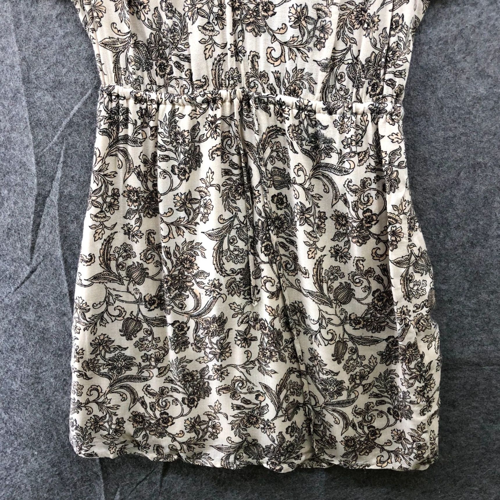 Lucky Brand VINTAGE Lucky Brand Boho Dress Women S Cream Beige Short Sleeve V-Neck Mini Sundress Bohemian 90s Size 28" / US 6 / IT 42 - 4 Thumbnail