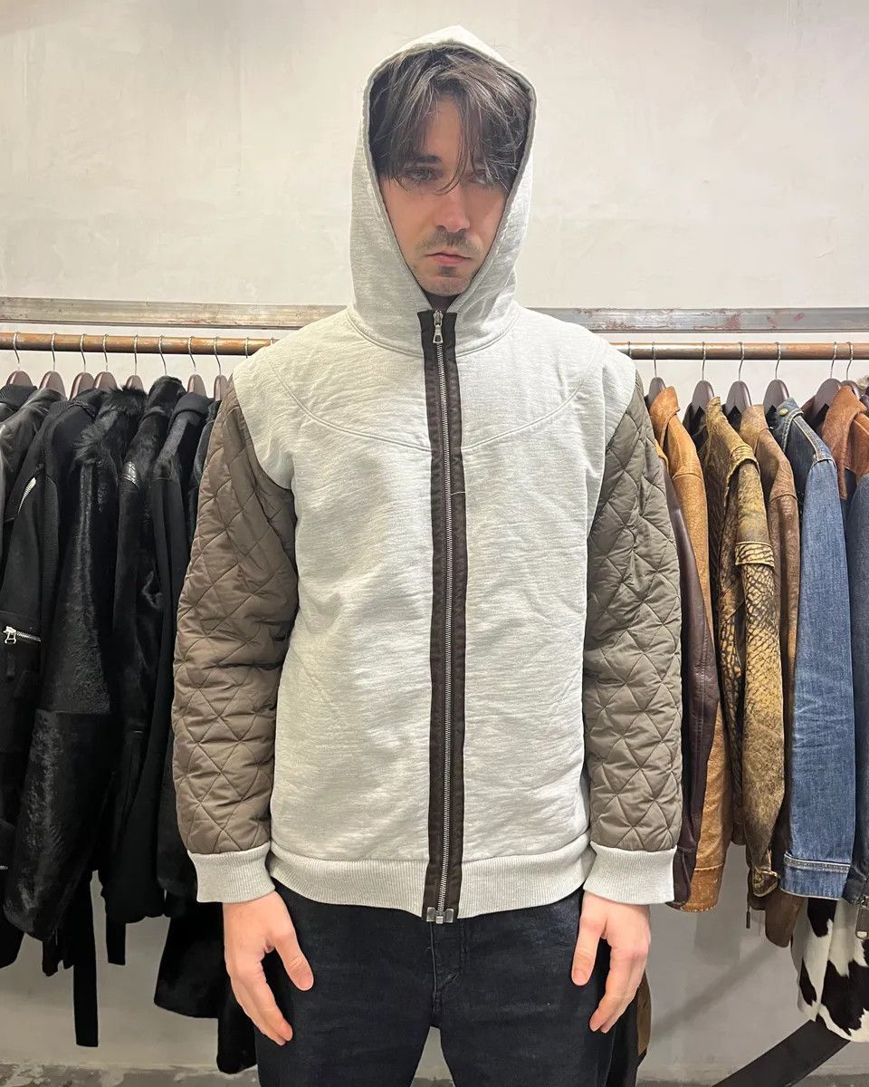 Dries Van Noten × Vintage Dries Van Noten Grey Hybrid Puffer Sleeves Zip-up Sweater Jacket Size US L / EU 52-54 / 3 - 2 Thumbnail