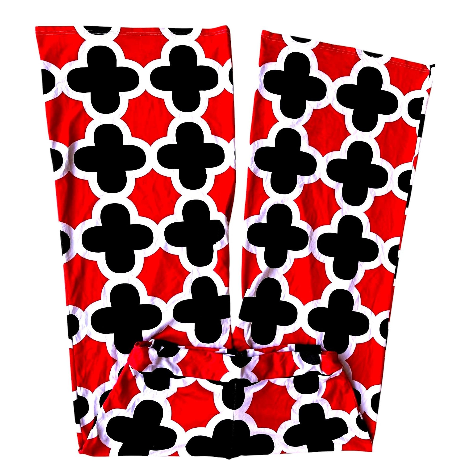 Vintage Polly Wolly Doodle Pants XL Red Black White Wide Legs Elasti Size 31" - 2 Thumbnail
