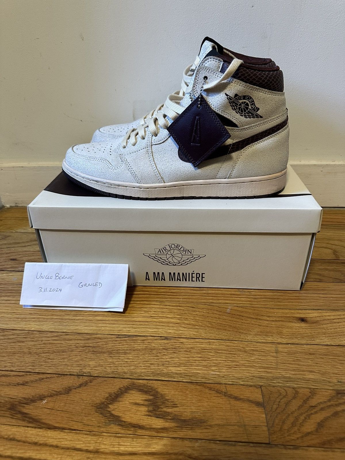image of A Ma Mainere X Air Jordan 1 - Basically New Shoes in Cream, Men's (Size 13)
