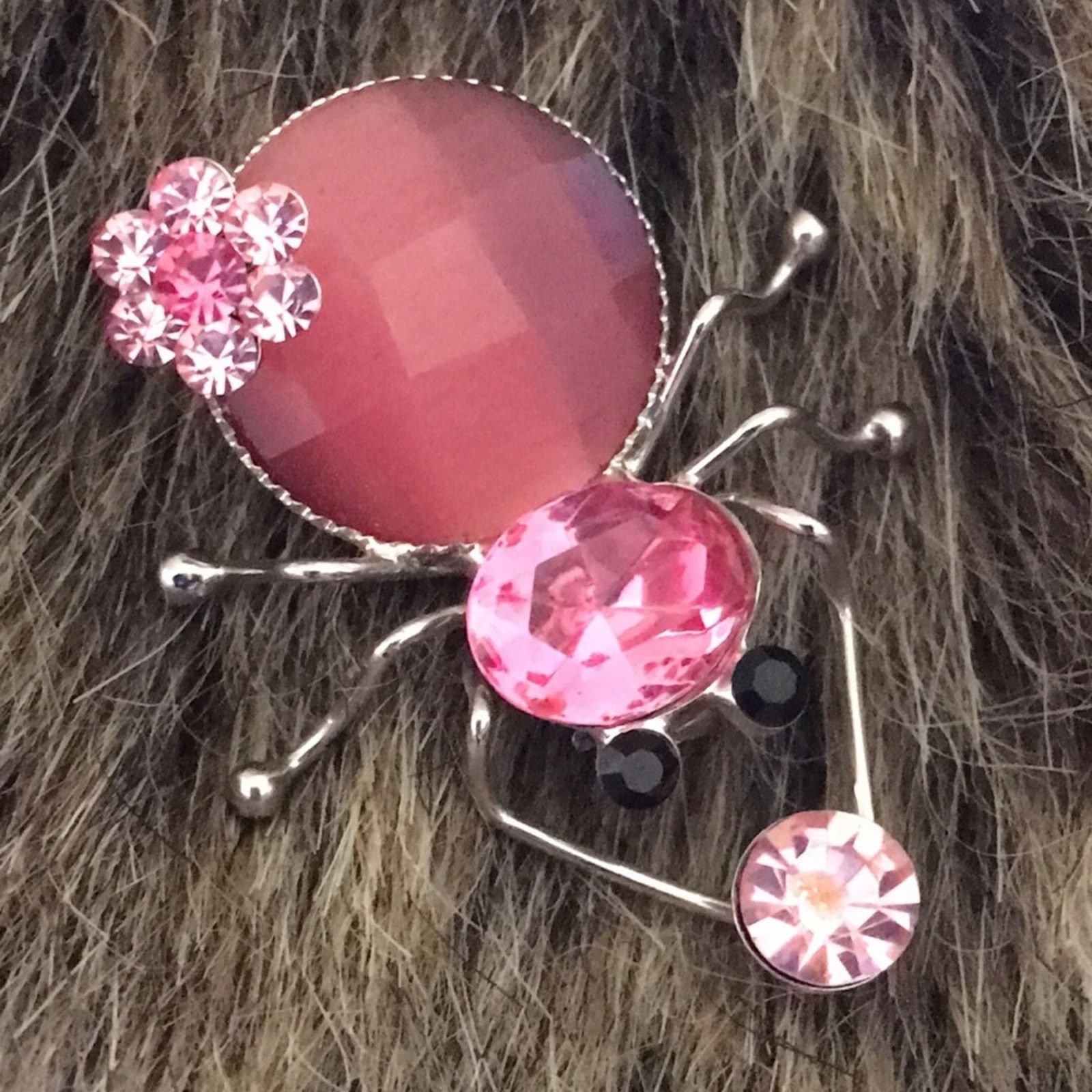Jewelry Pink faceted stone spider pin brooch Size ONE SIZE - 1 Thumbnail