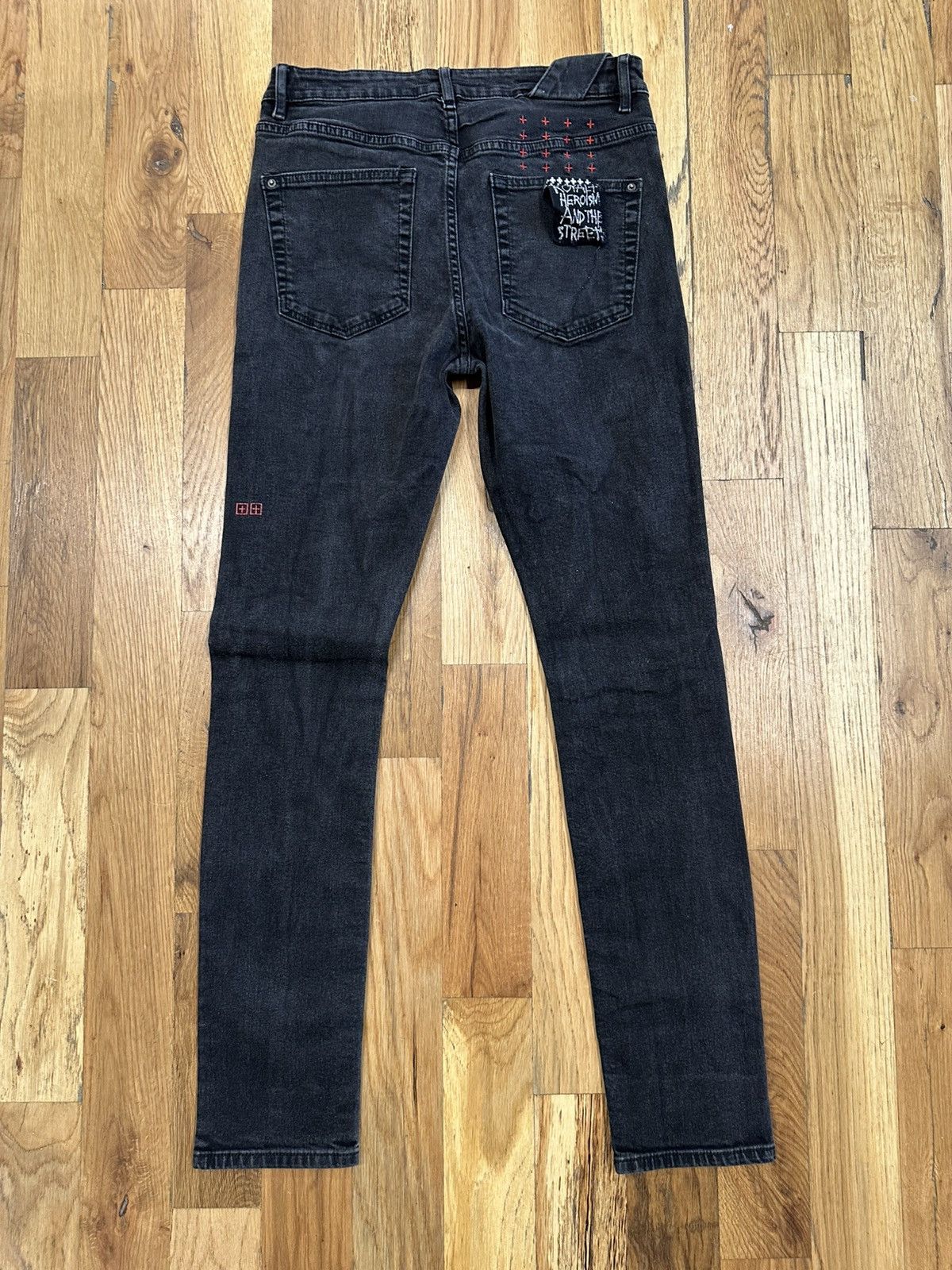 Ksubi Ksubi Red Spell Flame Logo Faded Black Denim Jeans Size 31 Size US 31 - 2 Thumbnail