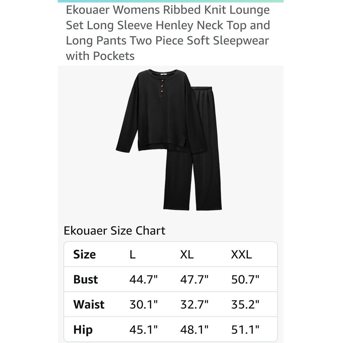 The Unbranded Brand Womens Ribbed Knit Lounge Set Long Sleeve Henley Neck XL Size 38" / US 16 / IT 52 - 4 Thumbnail