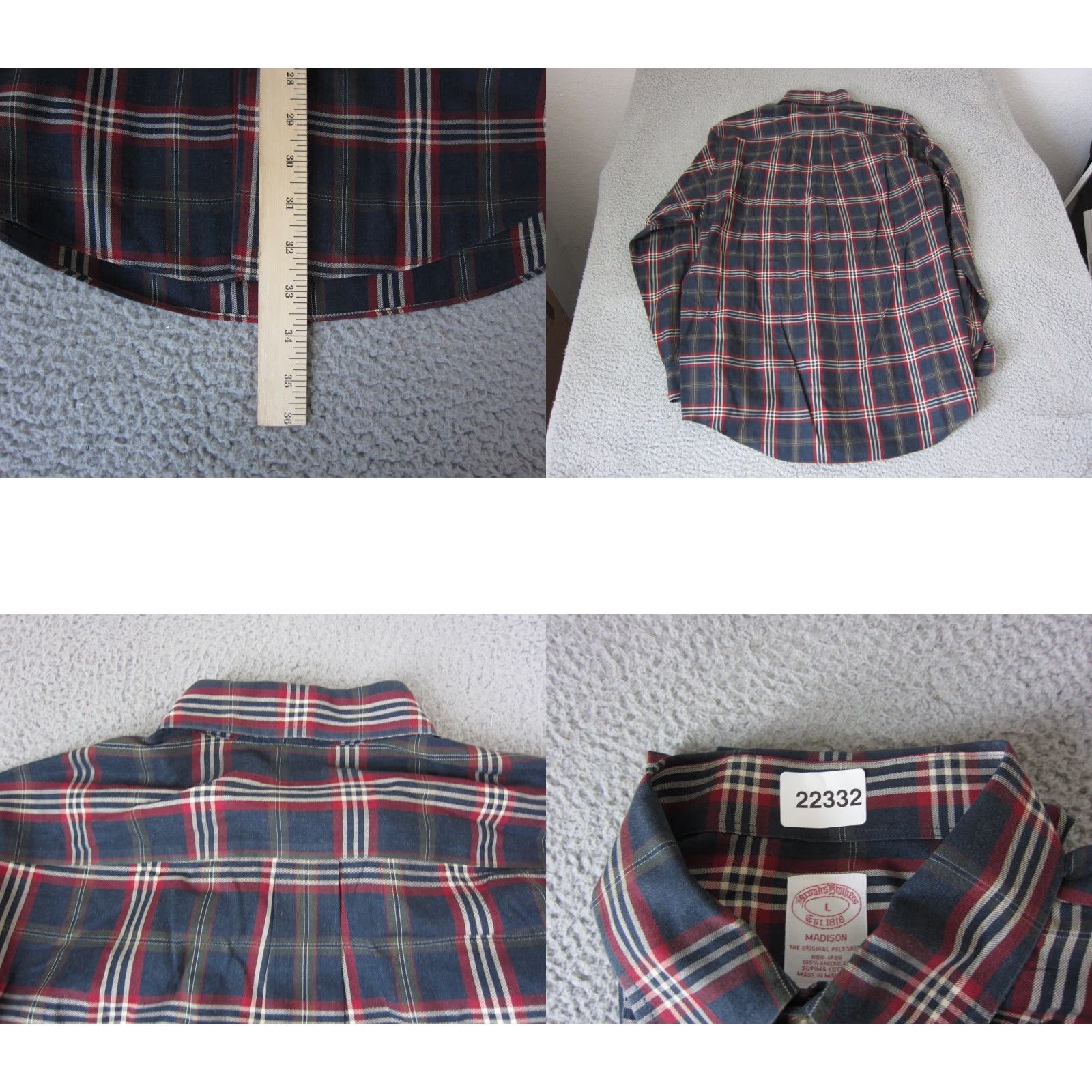 Brooks Brothers Brooks Brothers Shirt Mens Large X Blue Supima Cotton Button Up Plaid Long Sleeve Collared 90s Vintage No Size US L / EU 52-54 / 3 - 8 Thumbnail