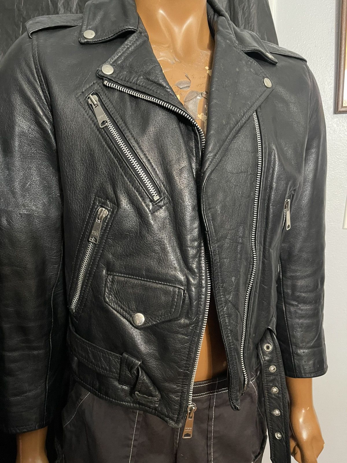 Vintage Vintage Echtes Leder Leather Motorcycle Punk Biker Jacket Size US S / EU 44-46 / 1 - 19 Thumbnail