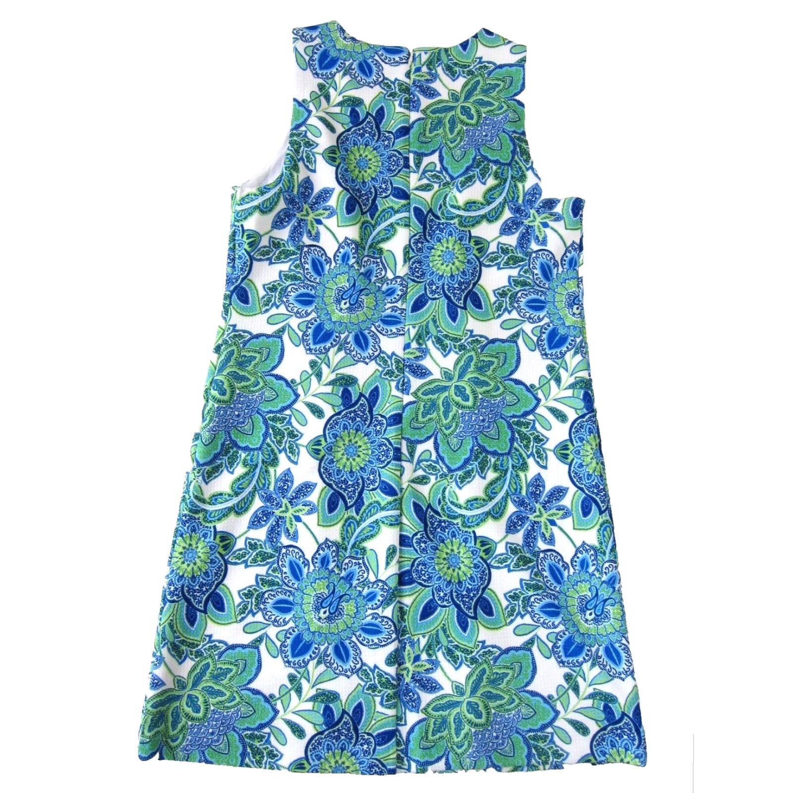 Vintage Eliza J Blue White Green Floral Embroidered Sleeveless Shift Tank Dress Woman 6 Size M / US 6-8 / IT 42-44 - 2 Thumbnail