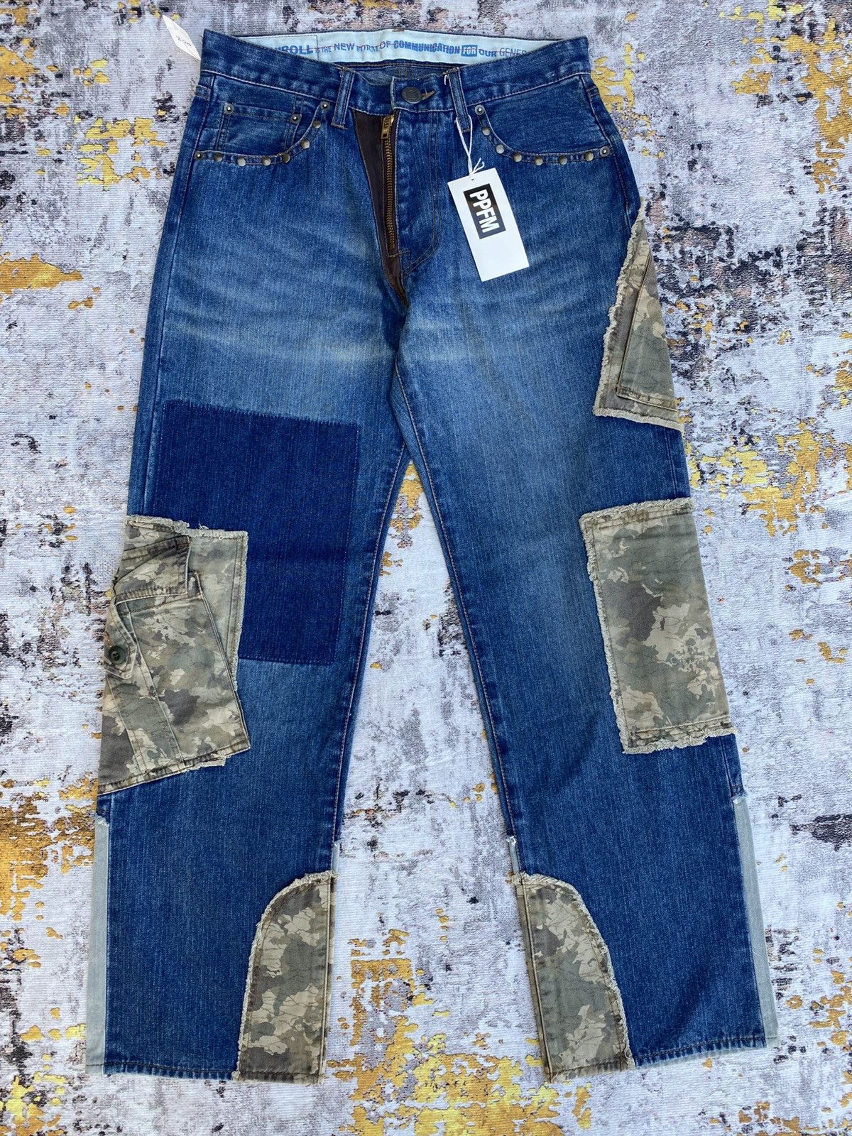 PPFM PPFM patchwork rebuild denim pants camouflage cargo pockets Size US 30 / EU 46 - 1 Thumbnail