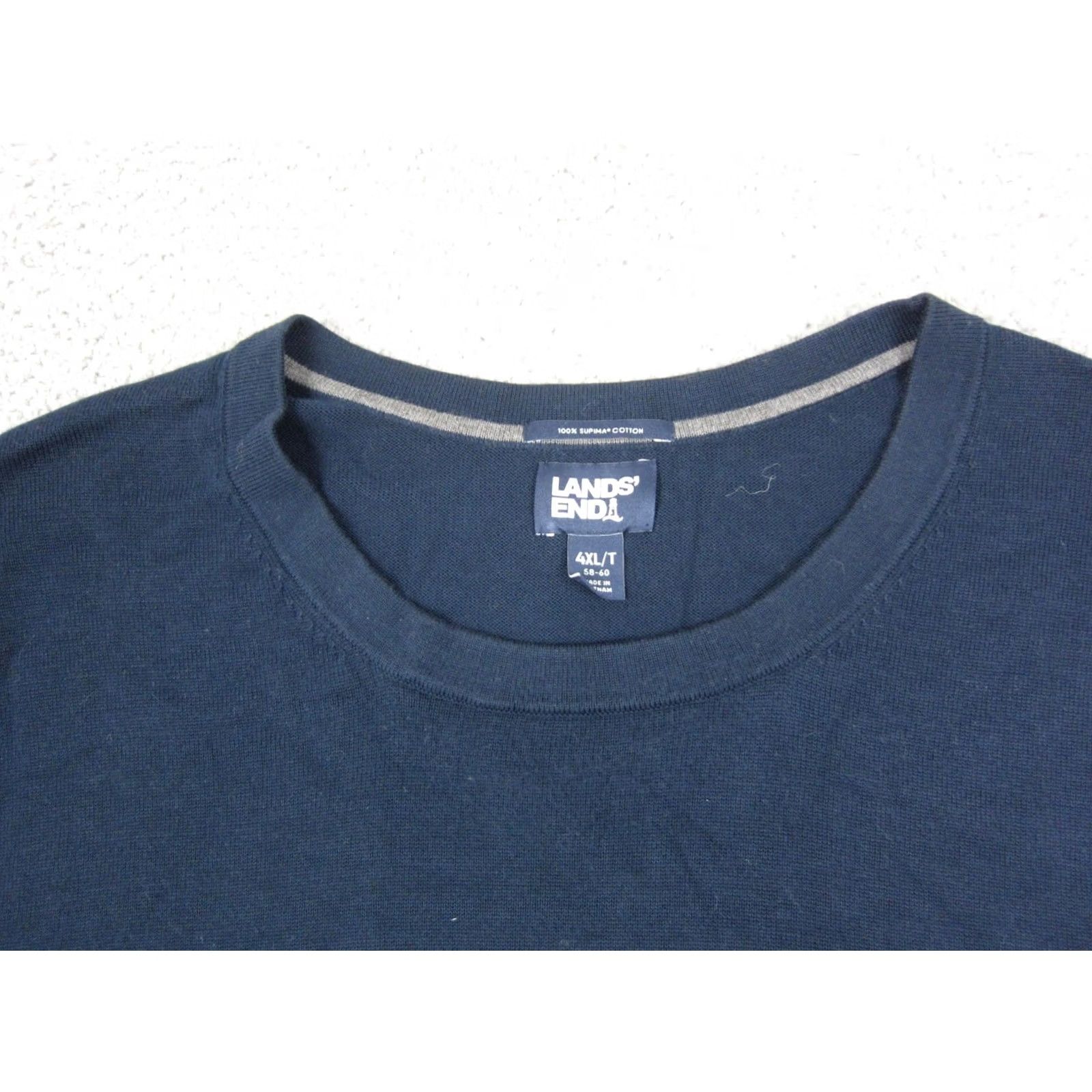 Lands' End Lands' End Sweater Mens 4XLT Blue Pullover Knit Crew Neck Cotton 90s 80s Vintage Big & Tall Mens Size US XXL / EU 58 / 5 - 4 Thumbnail