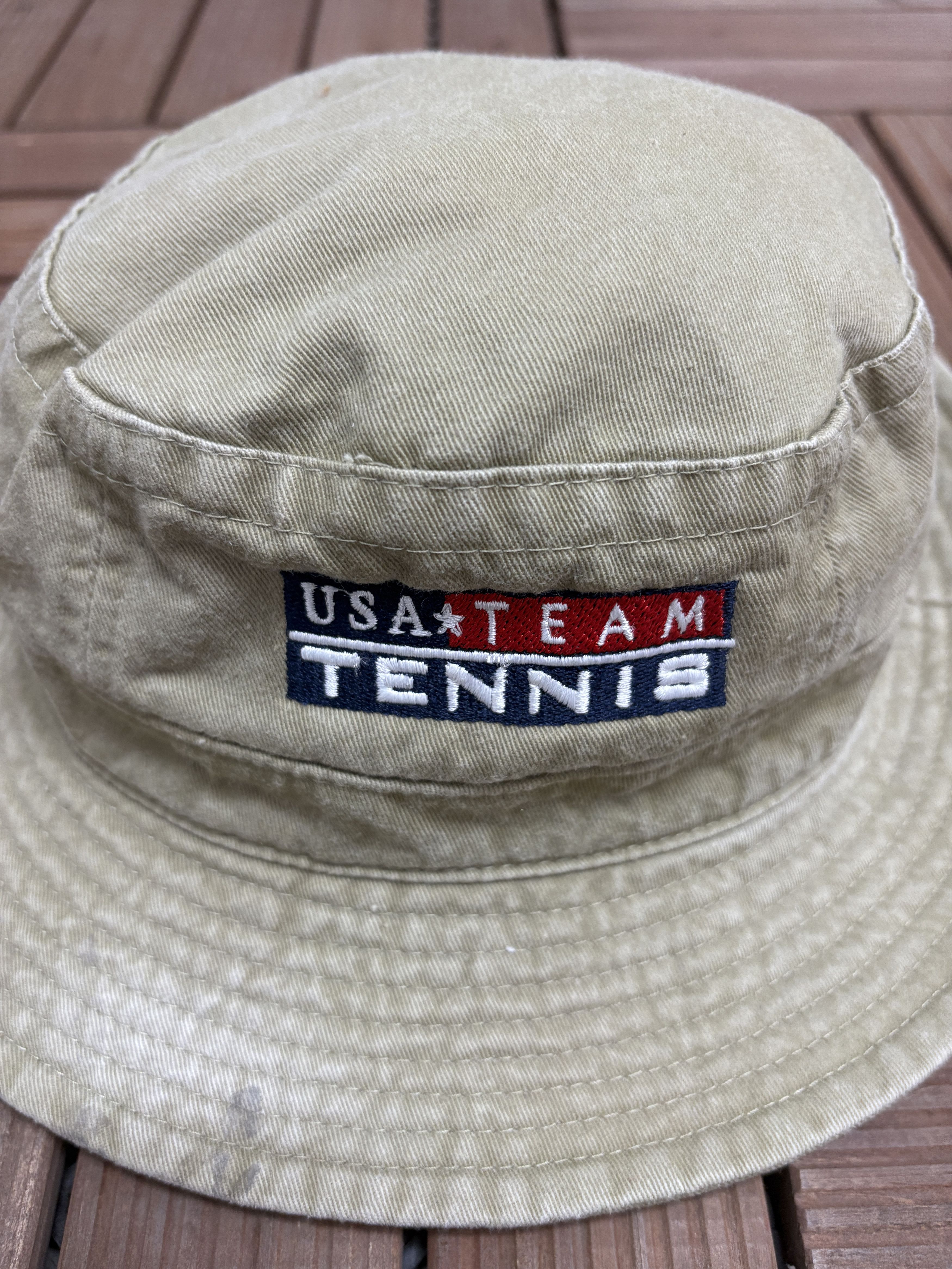 Vintage USA Tennis Embroidered Vintage Beige Bucket Hat Size ONE SIZE - 3 Thumbnail