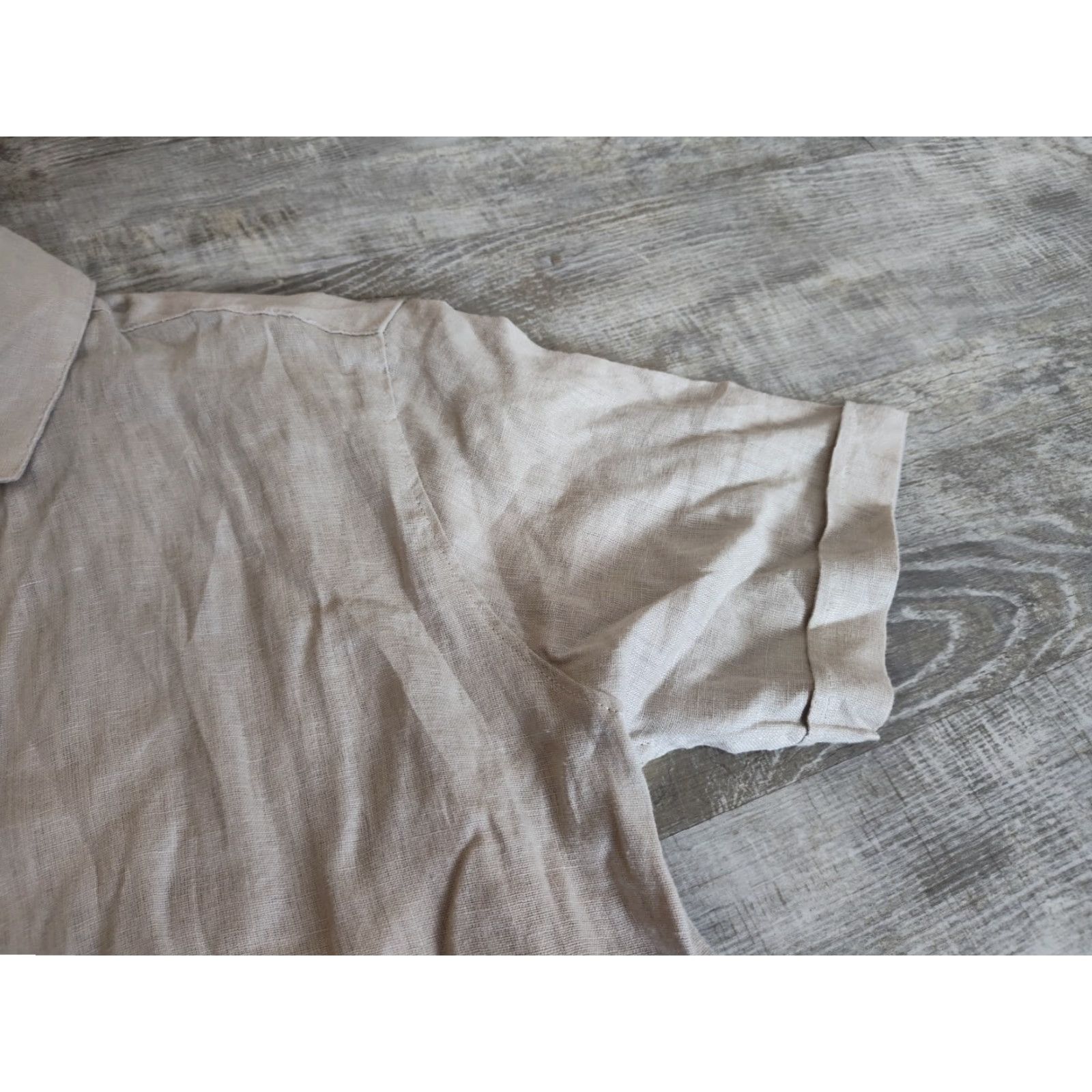 Ike Behar VINTAGE Ike Behar Men’s Linen Shirt Camp Short Sleeve Casual Sz M Beige Size US M / EU 48-50 / 2 - 4 Thumbnail