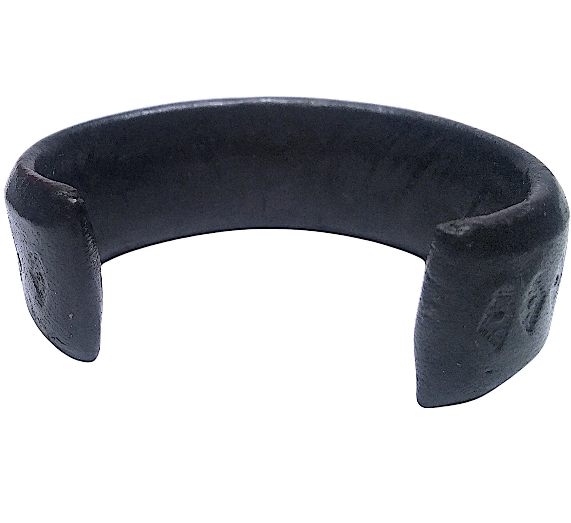 Vintage Tuareg Leather and Brass Cuff Bracelet – Algeria 1970s Size ONE SIZE - 12 Thumbnail