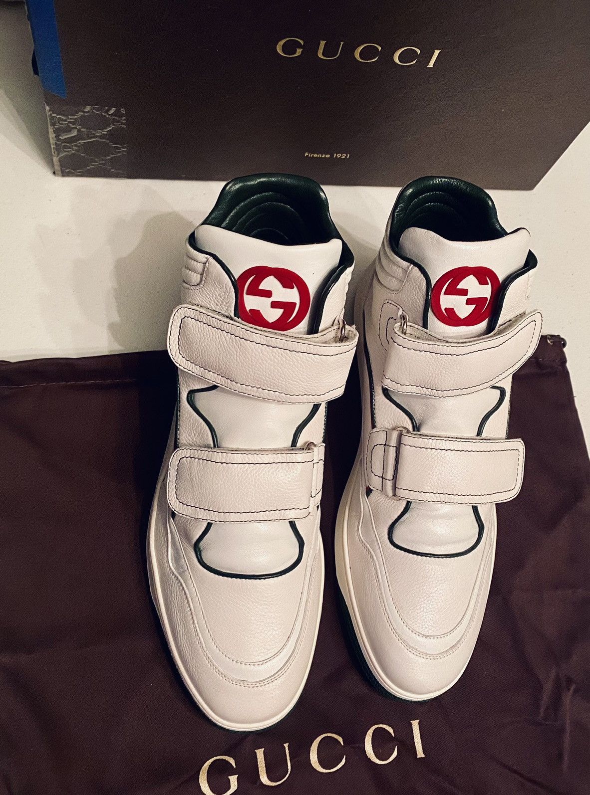 Gucci Gucci 🇮🇹 Barkleys GG Leather Hi Top Sneakers 11 NEW VINTAGE Size US 11 / EU 44 - 16 Thumbnail