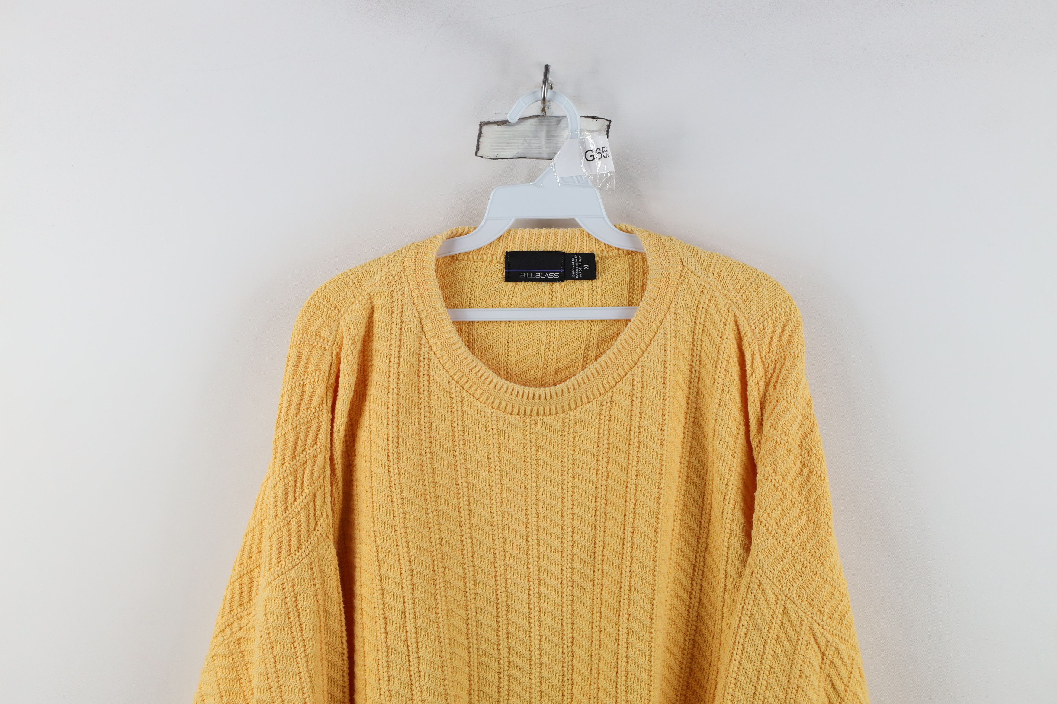 Vintage Vintage 90s Streetwear Cotton Crewneck Sweater Yellow USA Size US XL / EU 56 / 4 - 2 Thumbnail